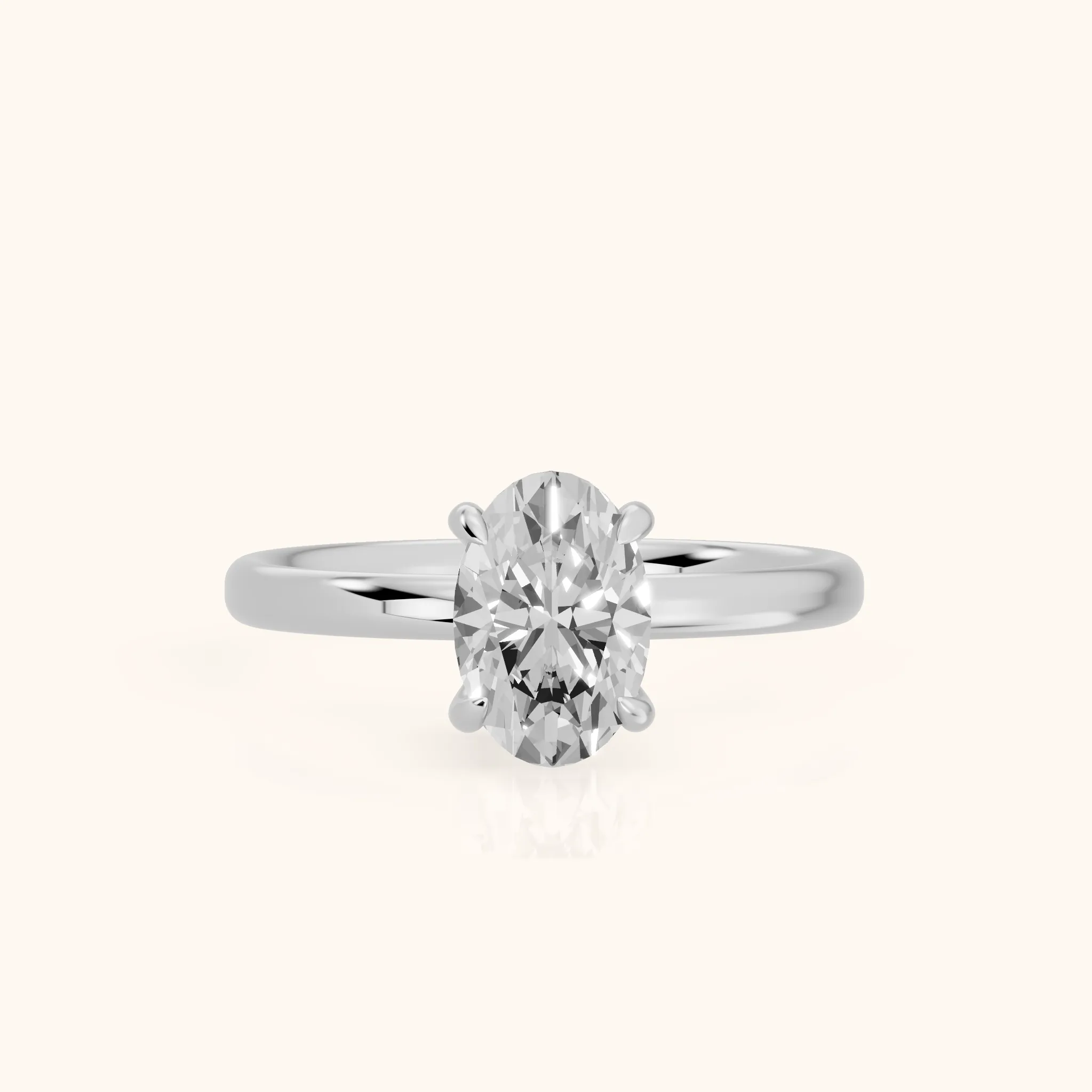 Charlotte Charm Solitaire Oval Diamond Engagement Ring in White Gold — view 1
