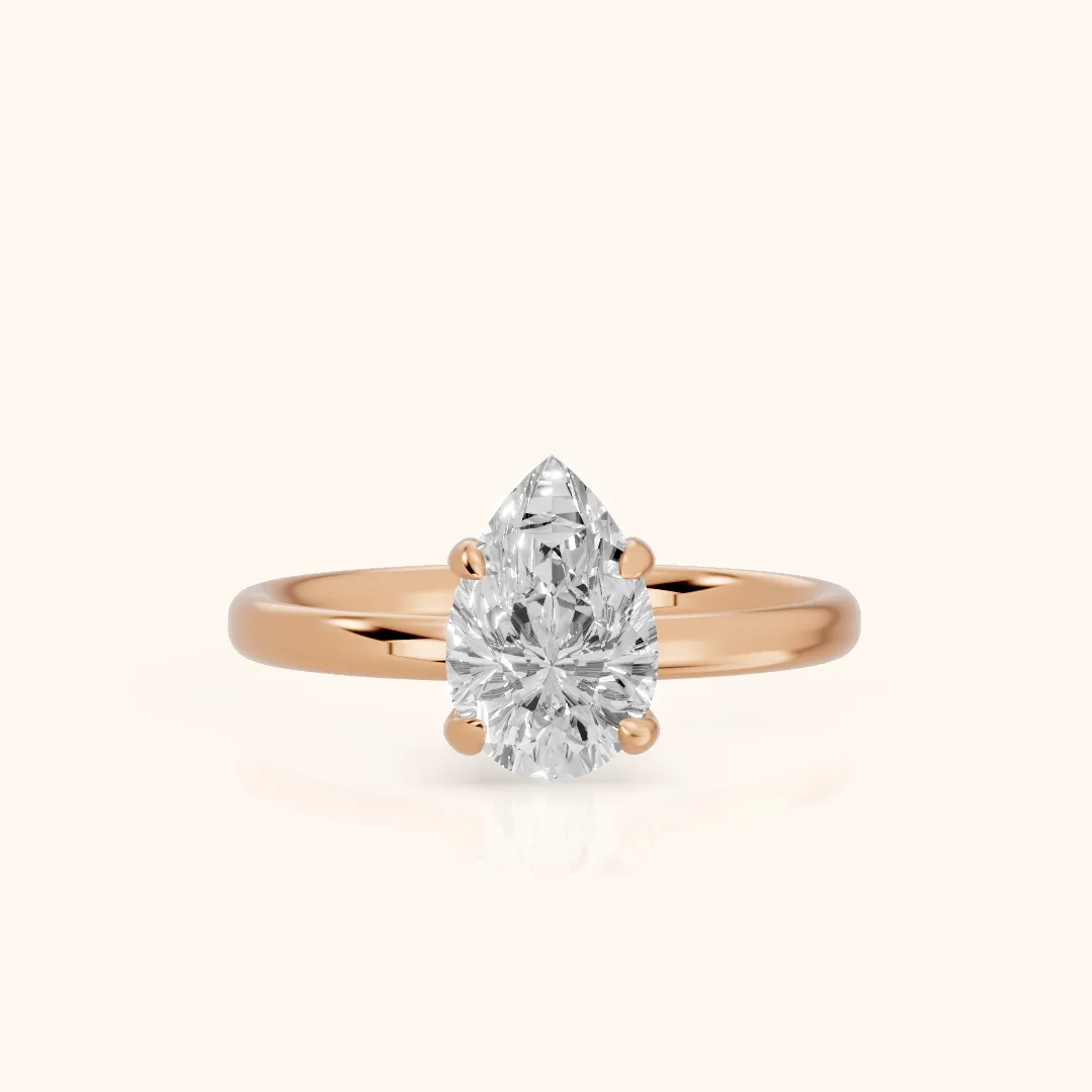 Charlotte Charm Solitaire Pear Diamond Engagement Ring in Rose Gold