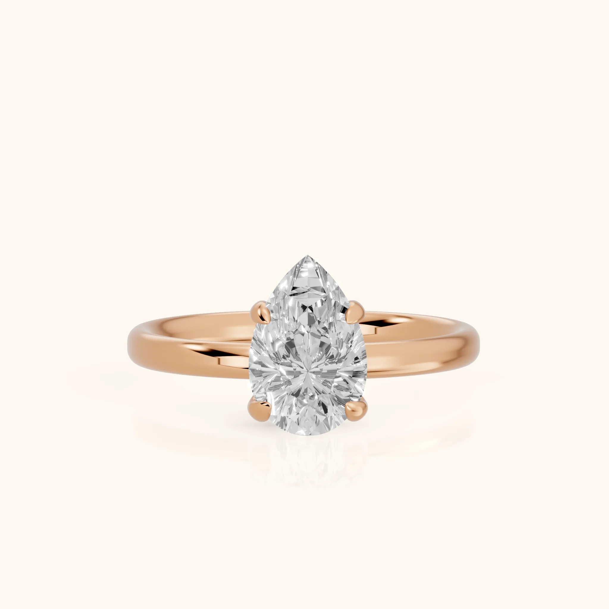 Charlotte Charm Solitaire Pear Diamond Engagement Ring in Rose Gold — view 1