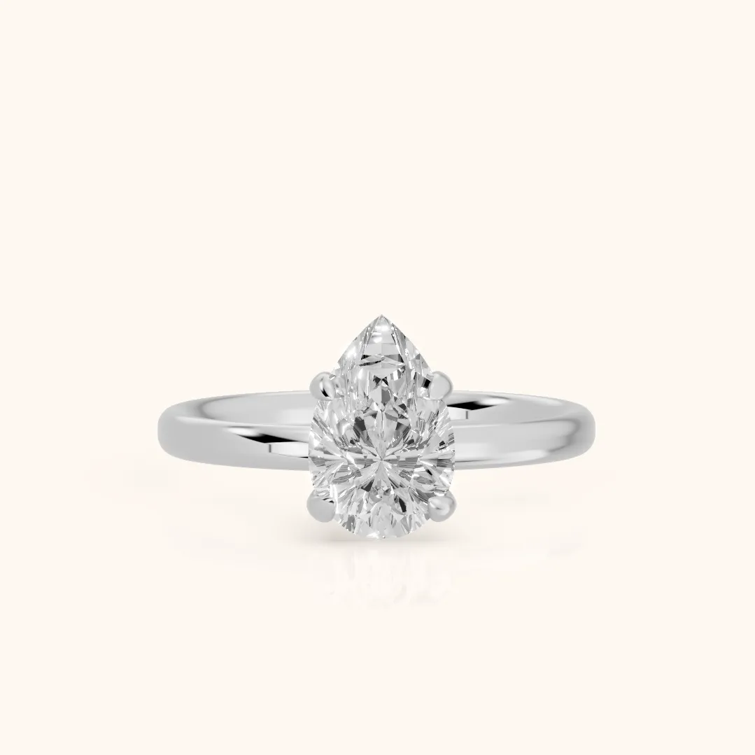 Charlotte Charm Solitaire Pear Diamond Engagement Ring in Silver