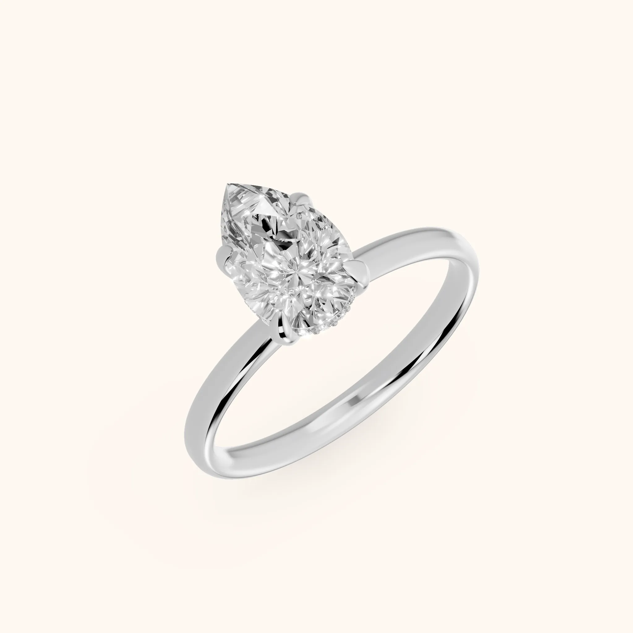 Charlotte Charm Solitaire Pear Diamond Engagement Ring in Silver
