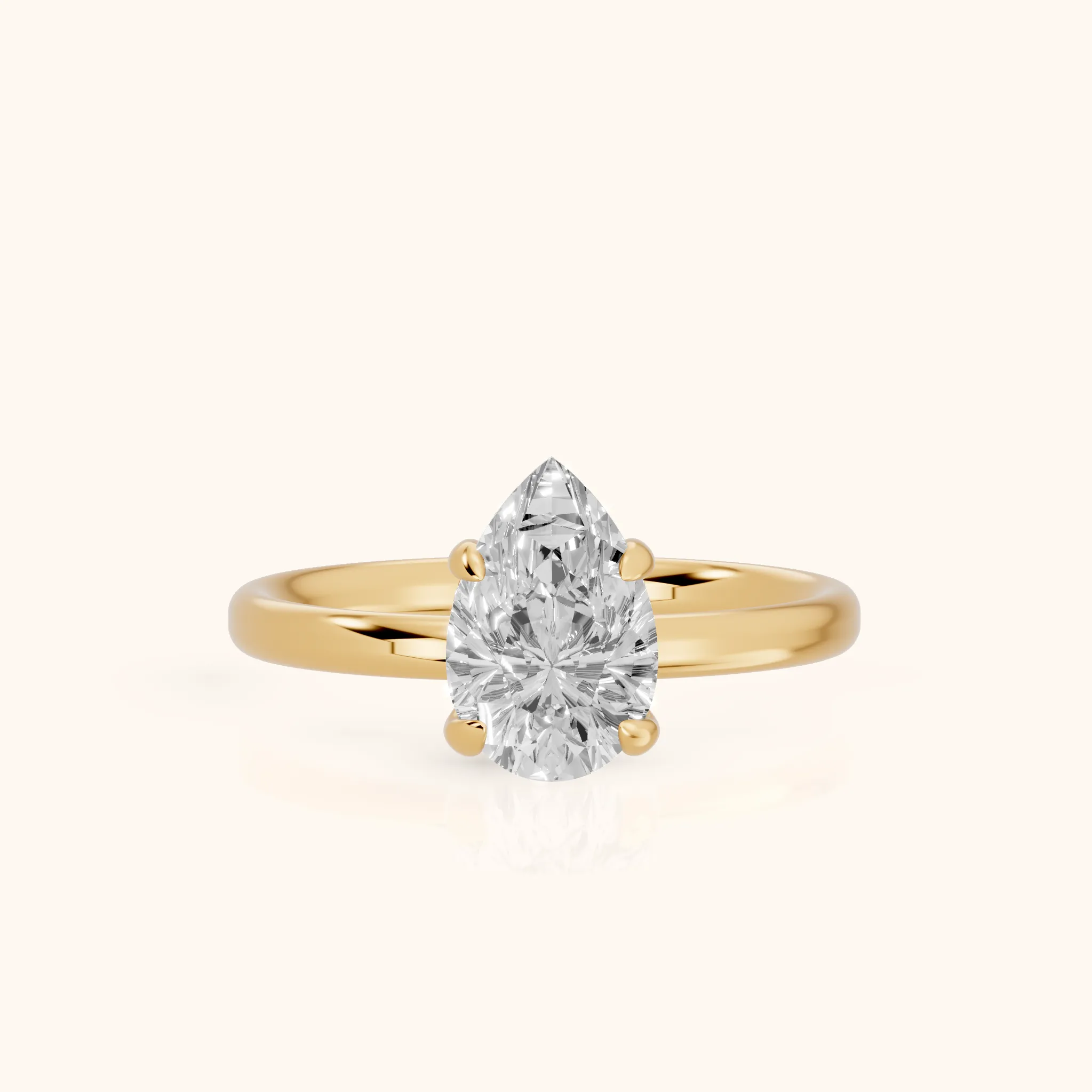 Bague de fiançailles Charlotte Charm Solitaire en or jaune avec diamant poire — view 1