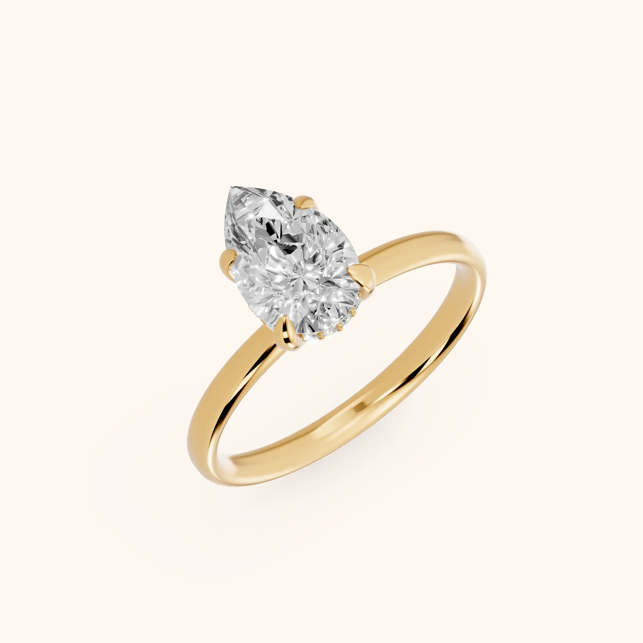 Charlotte Charm Solitaire Pear Diamond Engagement Ring in Yellow Gold