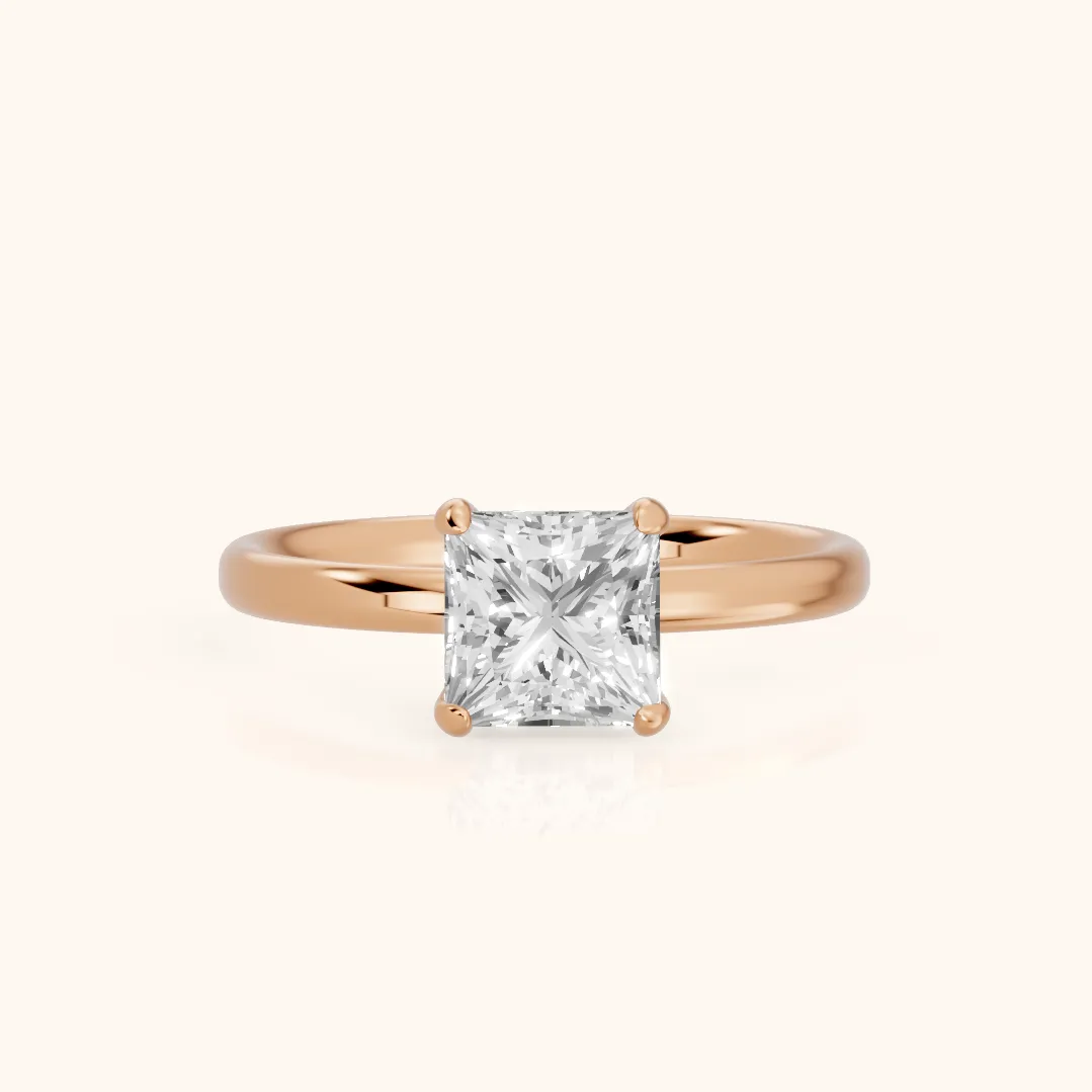 Charlotte Charm Solitaire Princess Diamond Engagement Ring in Rose Gold