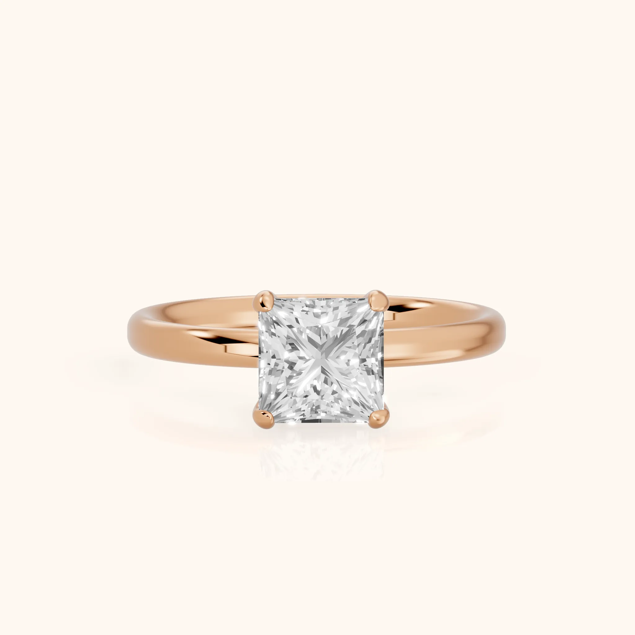 Charlotte Charm Solitaire Princess Diamond Engagement Ring in Rose Gold — view 1
