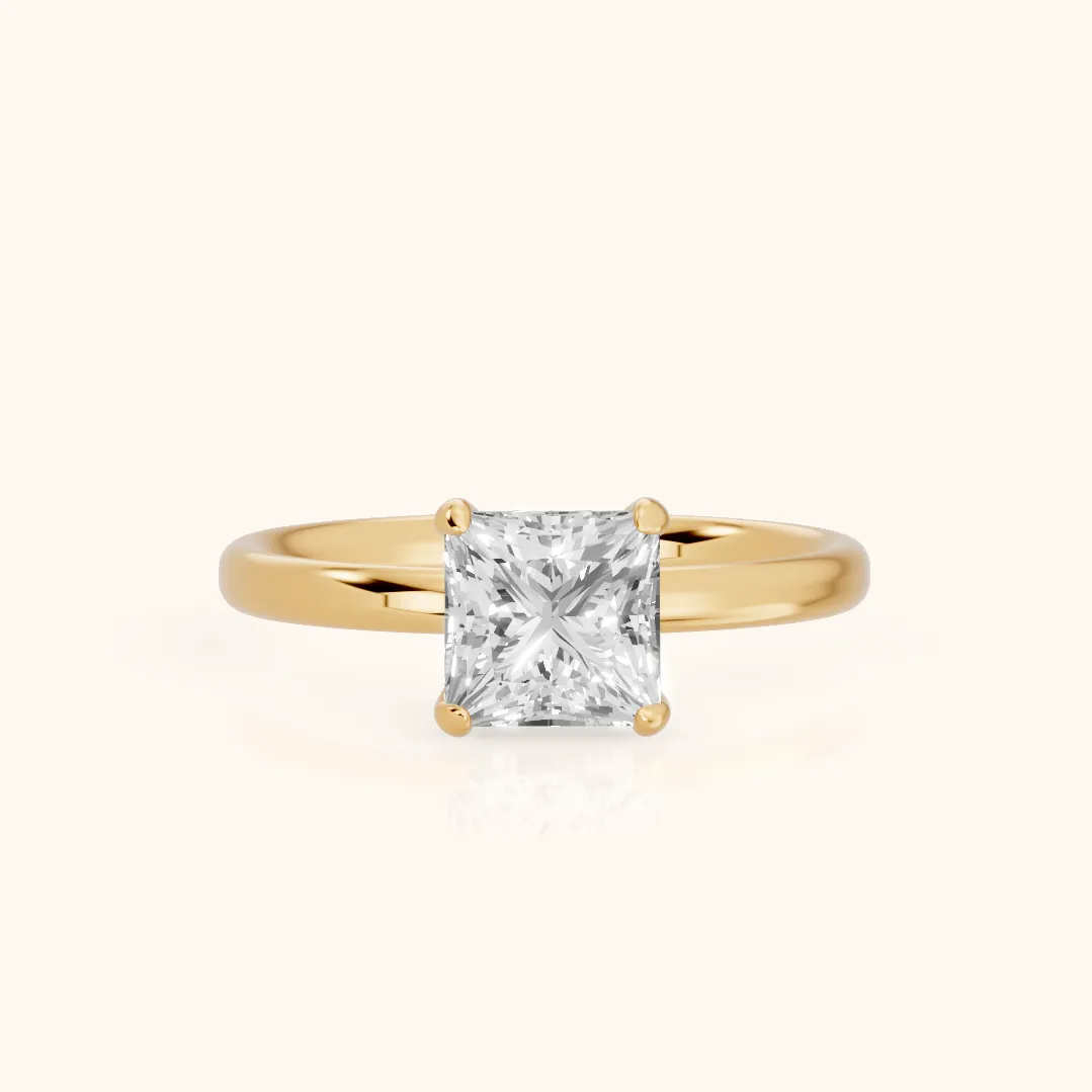 Charlotte Charm Solitaire Princess Diamond Engagement Ring in Yellow Gold