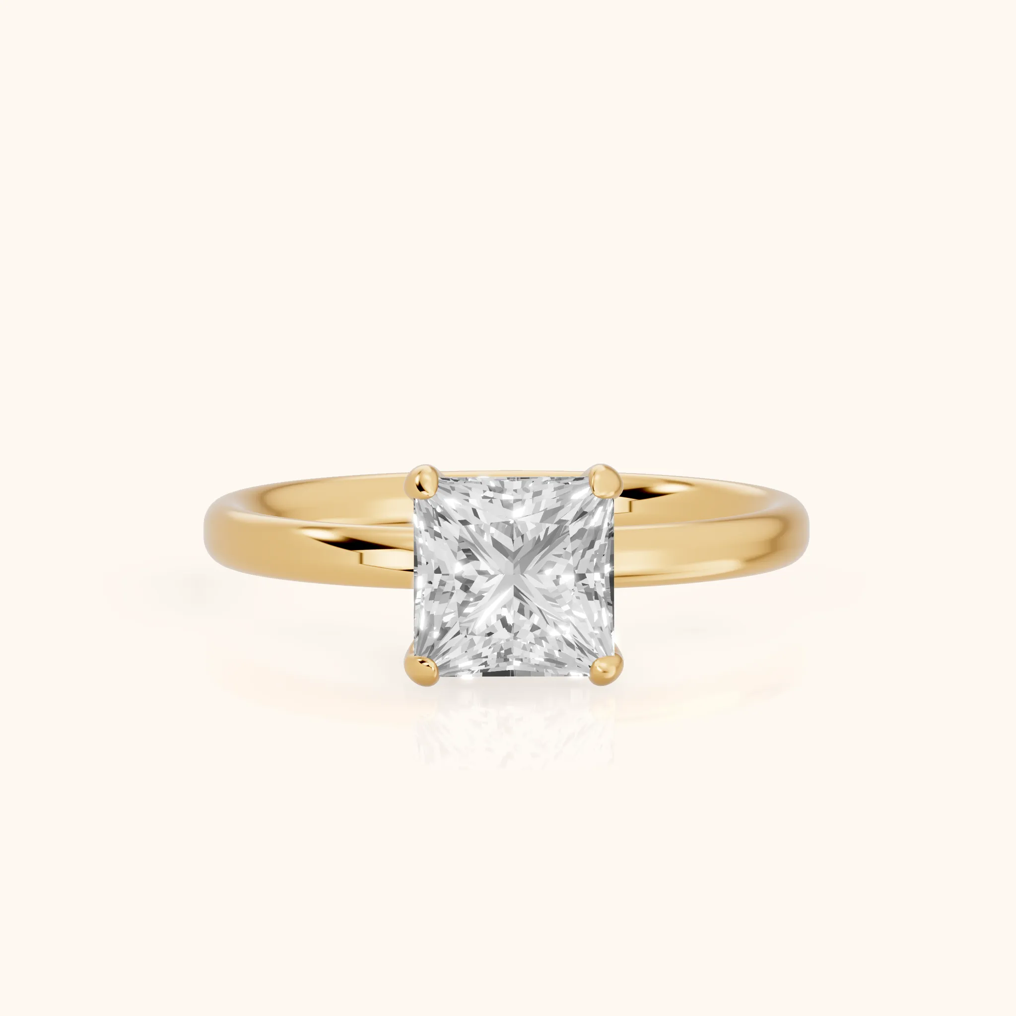 Bague de Fiançailles Charlotte Charm Solitaire en Or Jaune avec Diamant Princesse — view 1