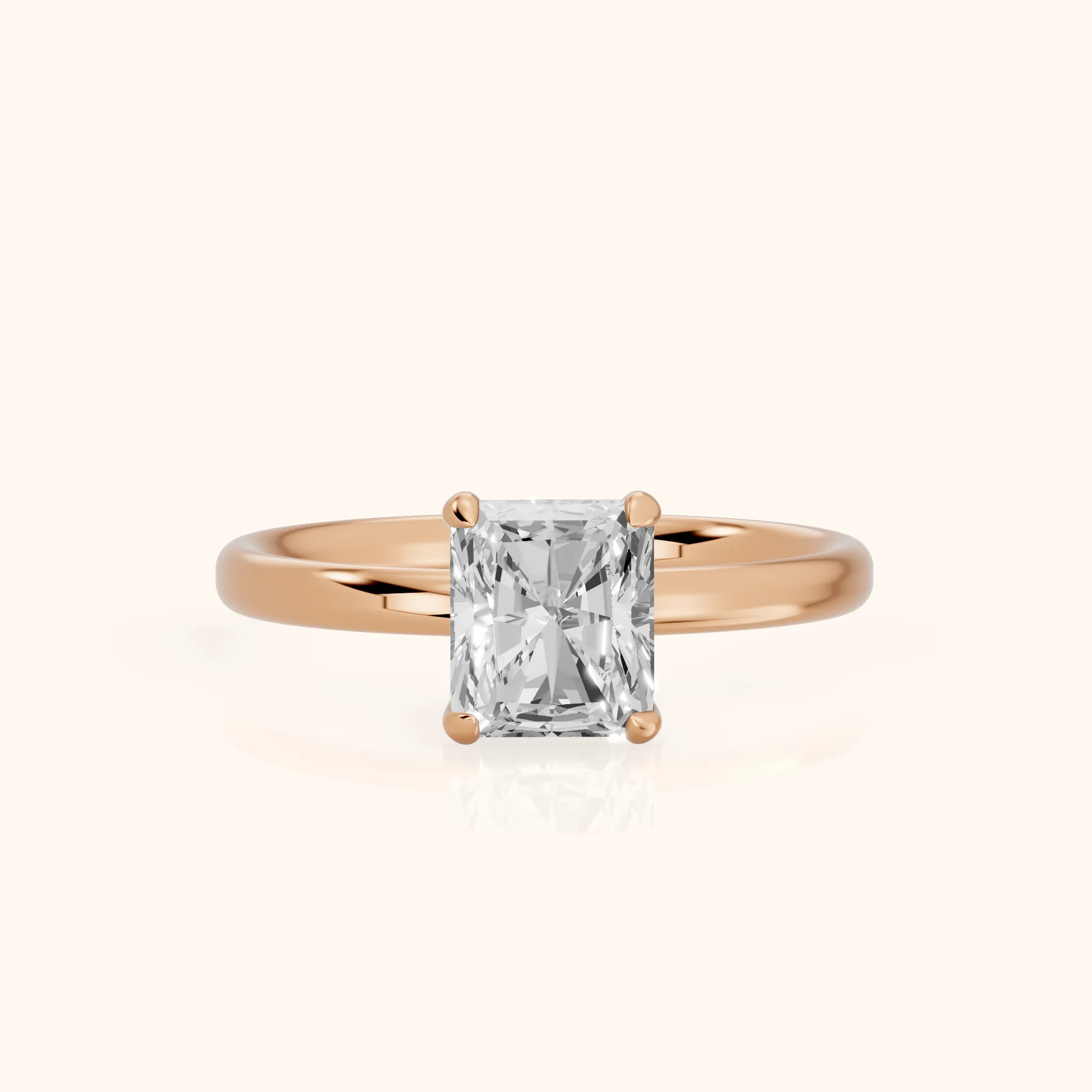 Bague de Fiançailles Solitaire Diamant Radiant Charlotte Charm en Or Rose — view 1