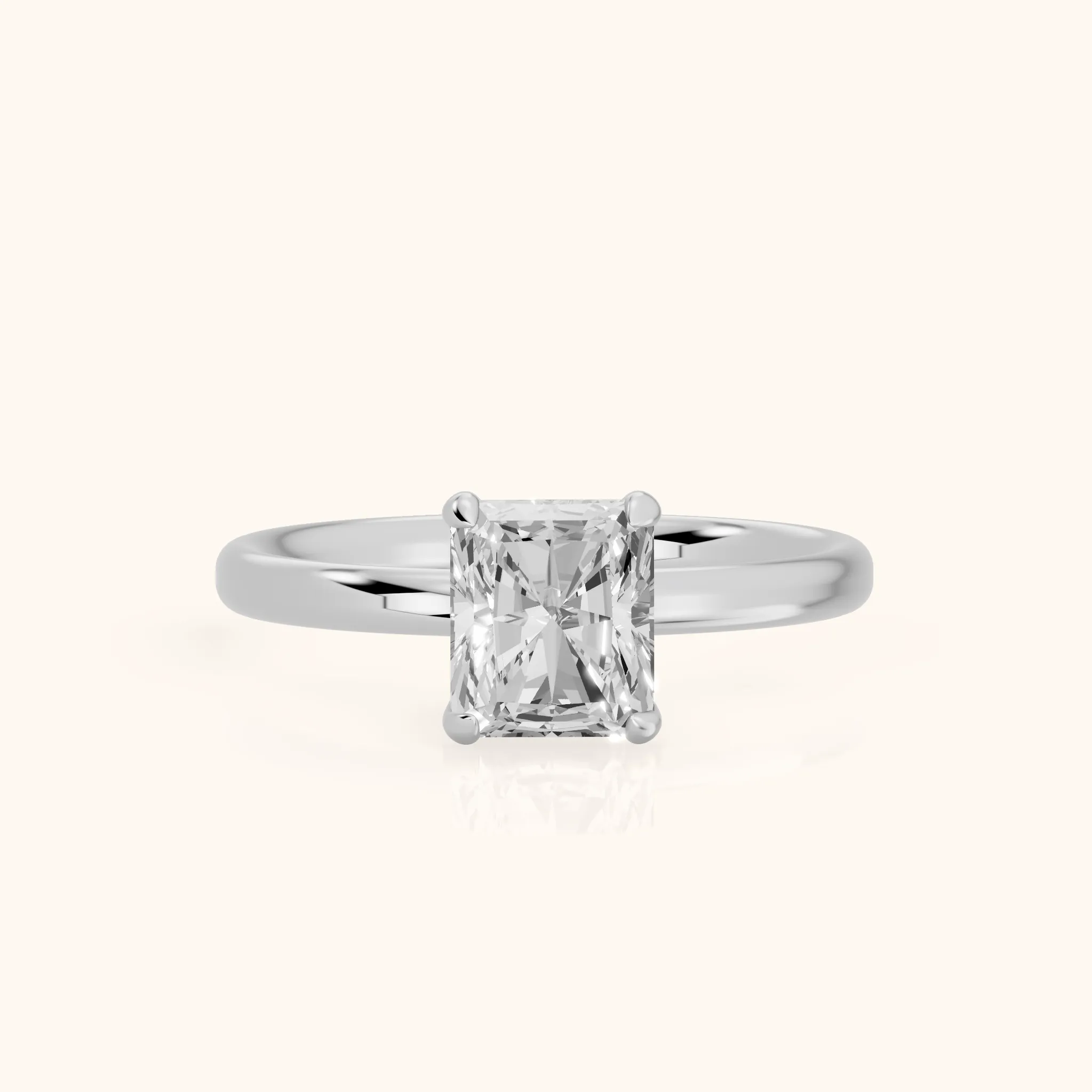 Bague de Fiançailles Charlotte Charm Solitaire Diamant Radiant en Or Blanc — view 1