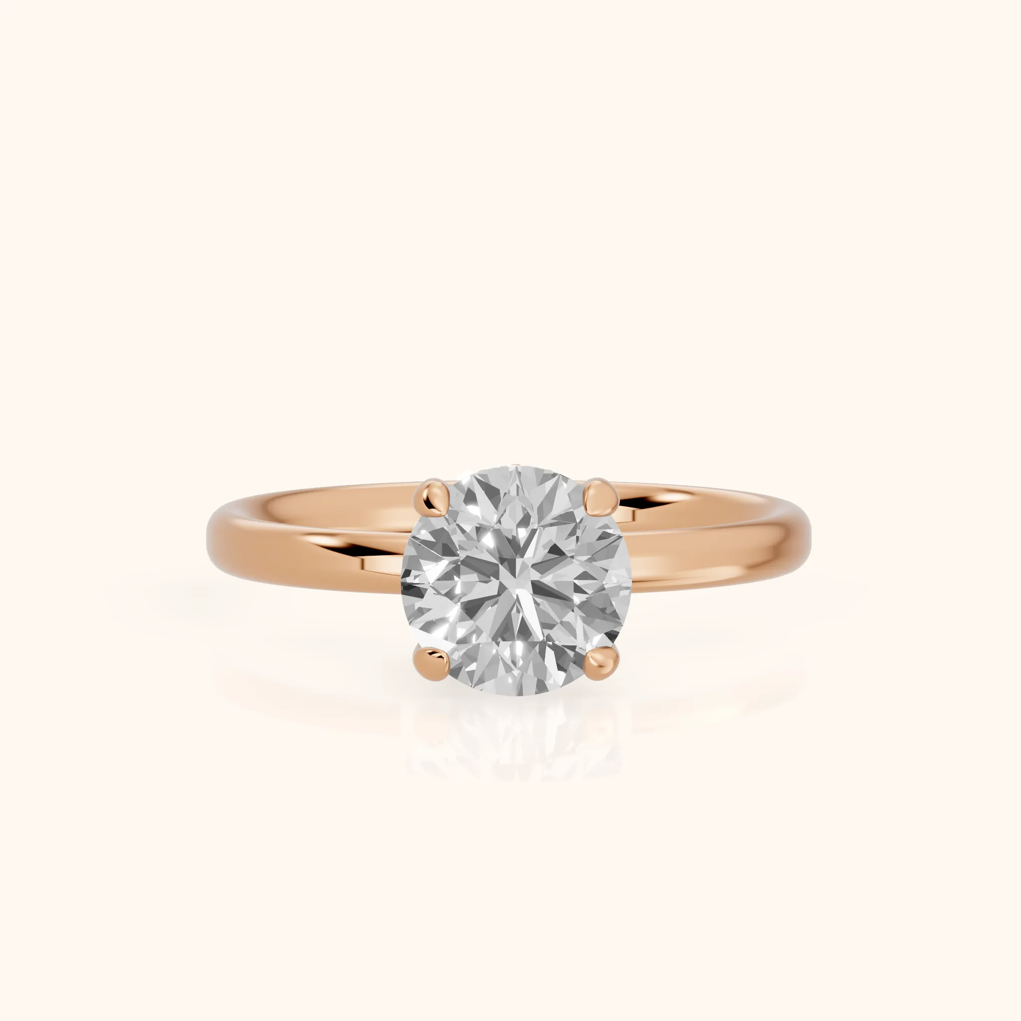 Charlotte Charm Solitaire Round Diamond Engagement Ring in Rose Gold — view 1