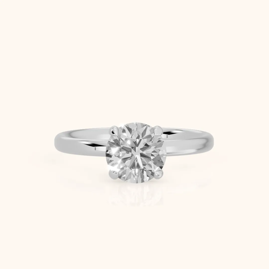 Charlotte Charm Solitaire Round Diamond Engagement Ring in White Gold