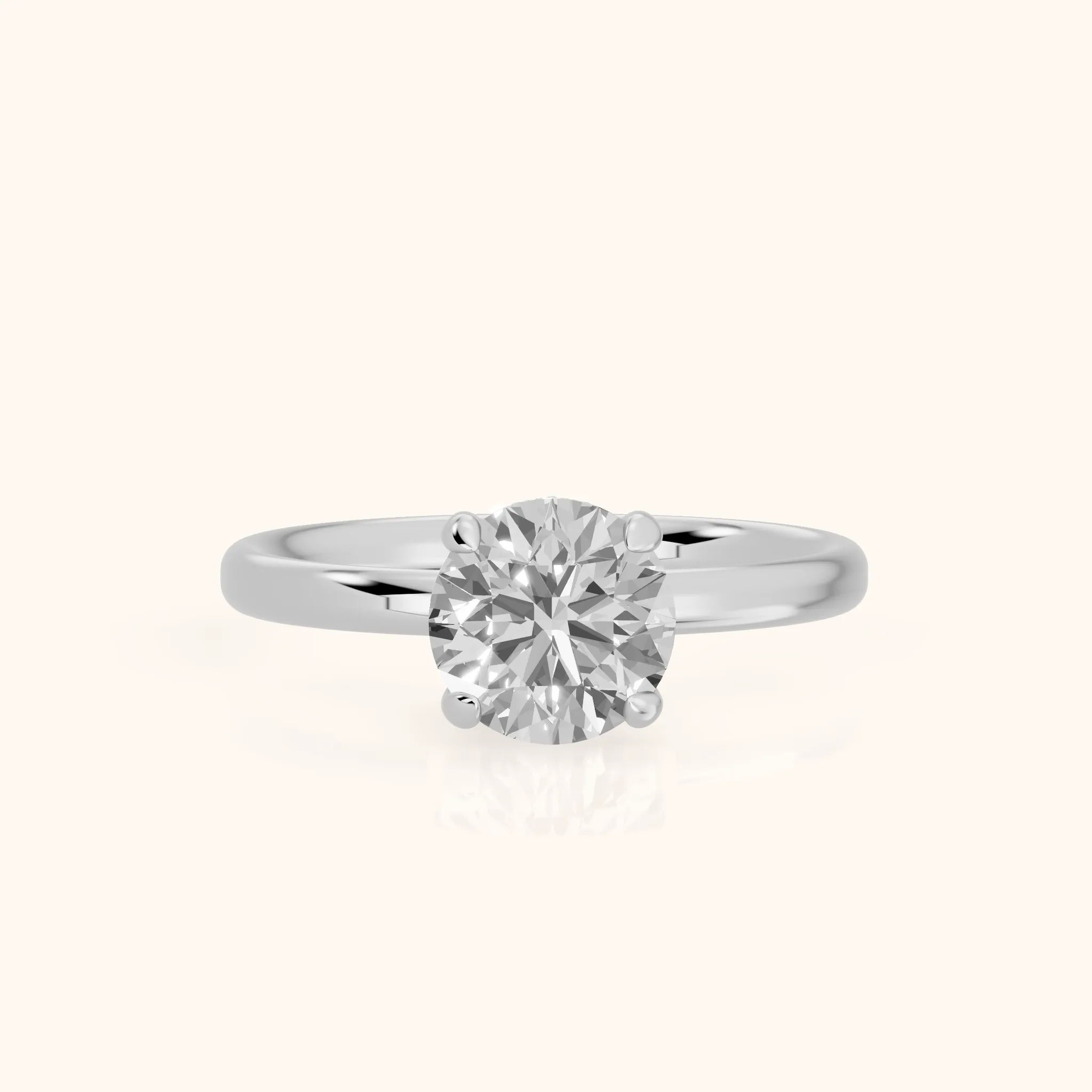 Bague de Fiançailles Charlotte Charm Solitaire Ronde Diamant en Or Blanc — view 1
