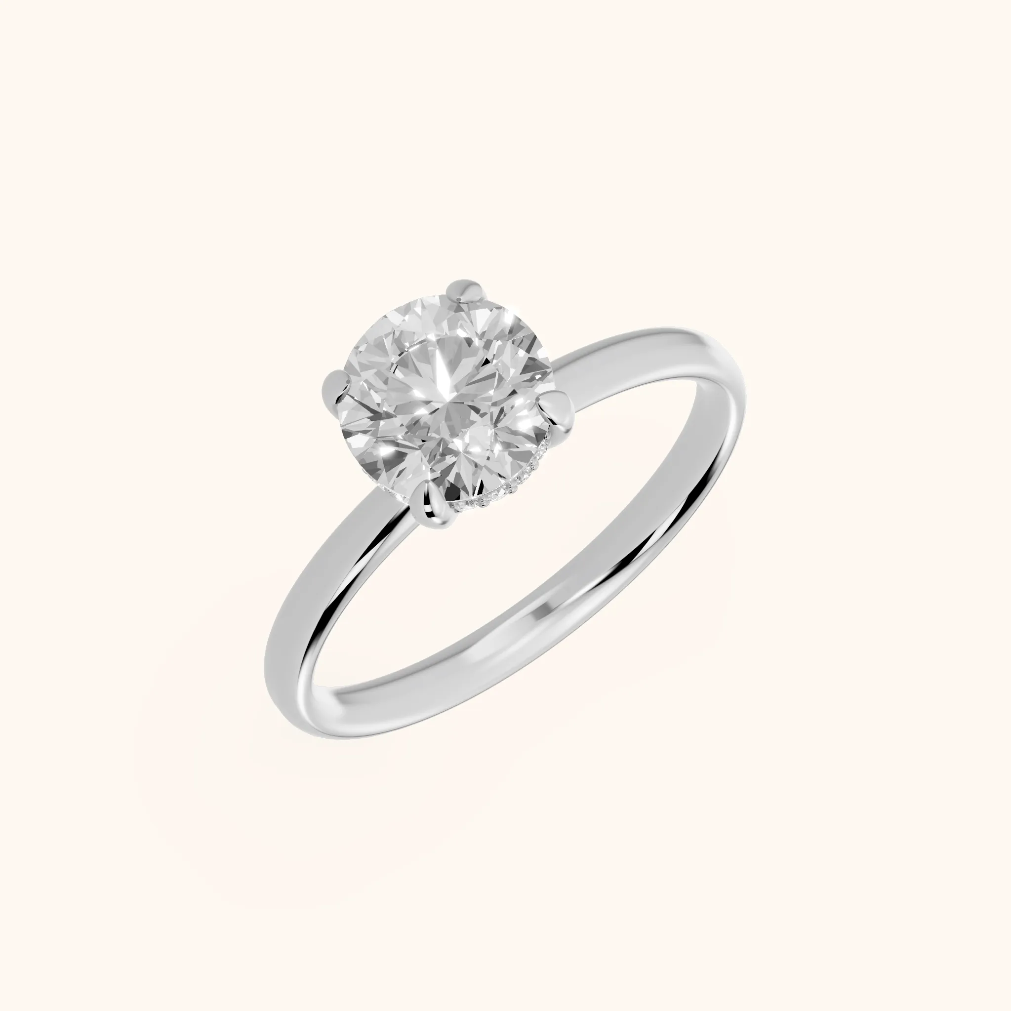 Charlotte Charm Solitaire Round Diamond Engagement Ring in White Gold