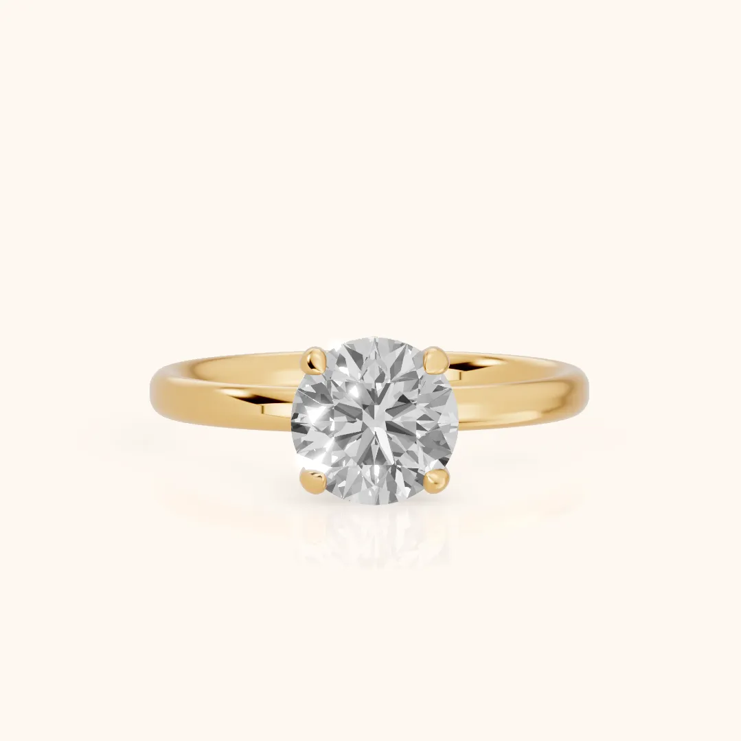 Charlotte Charm Solitaire Round Diamond Engagement Ring in Yellow Gold