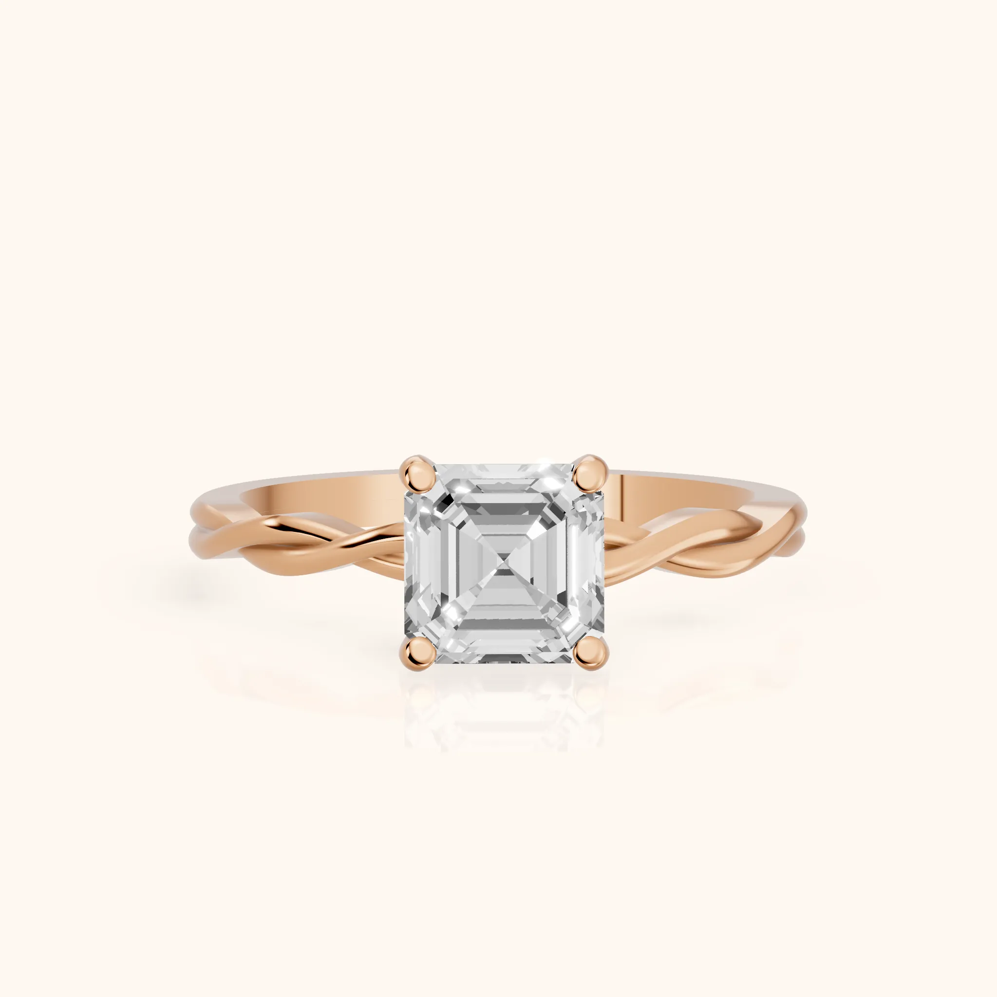 Iris Twist Asscher Diamond Engagement Ring in Rose Gold — view 1