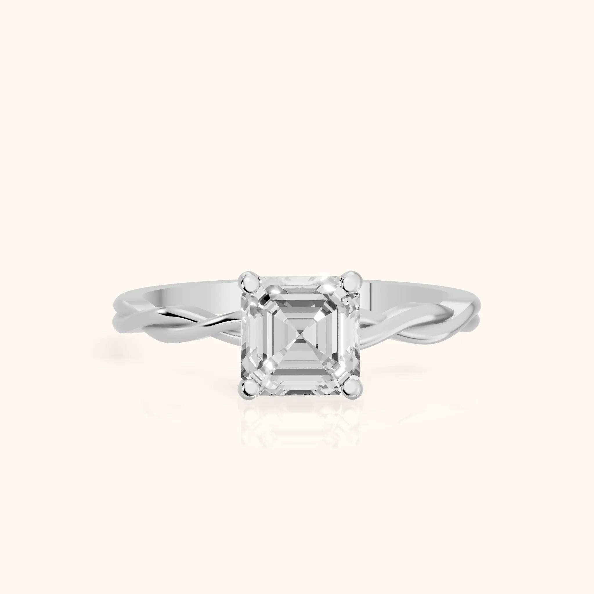 Iris Twist Asscher Diamond Engagement Ring in Silver — view 1