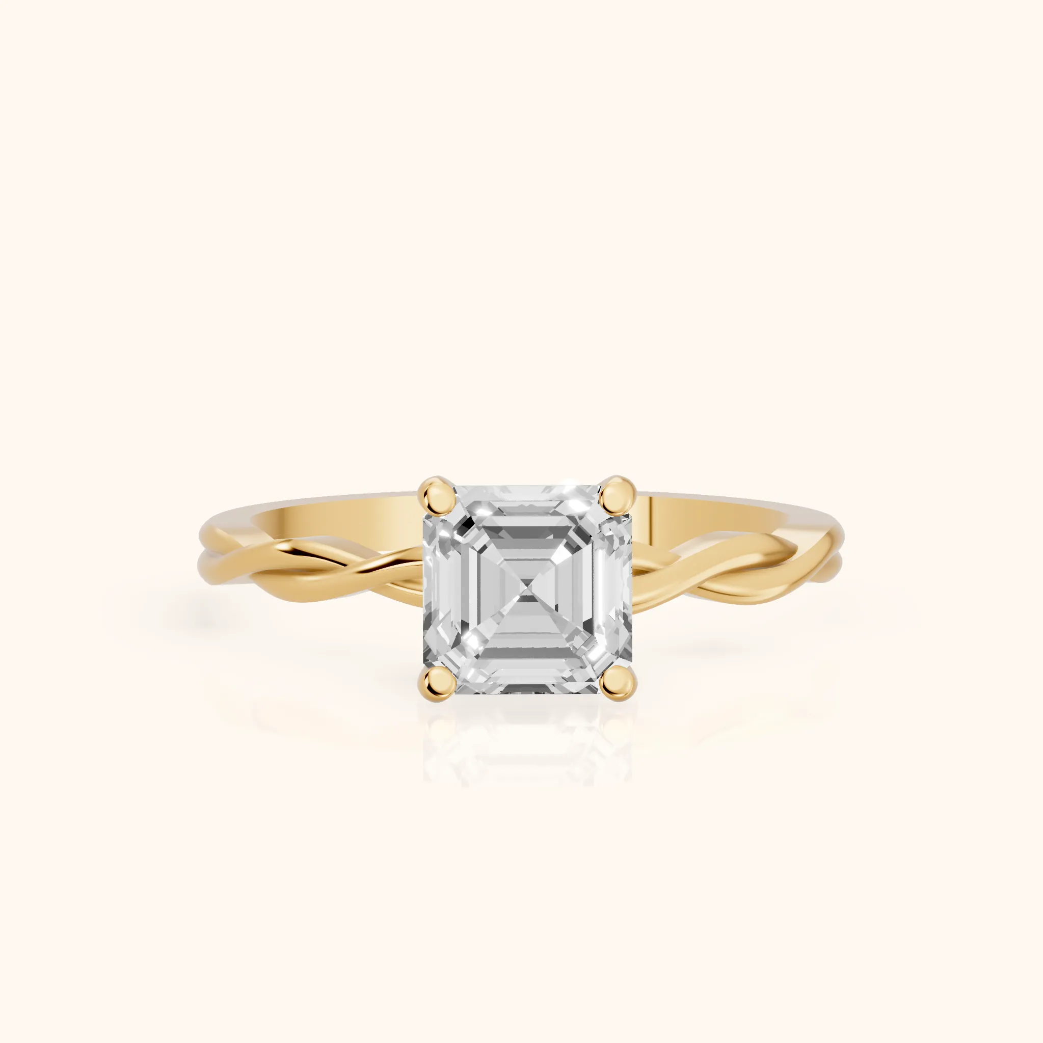 Iris Twist Asscher Diamond Engagement Ring in Yellow Gold — view 1