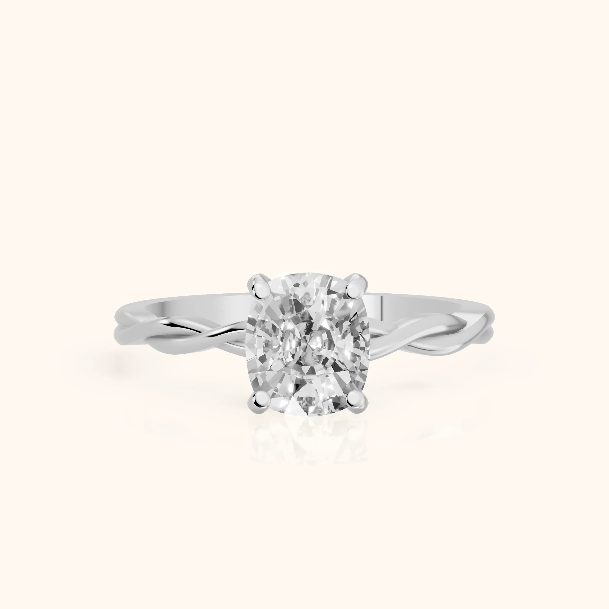 Iris Twist Cushion Diamond Engagement Ring in Silver — view 1