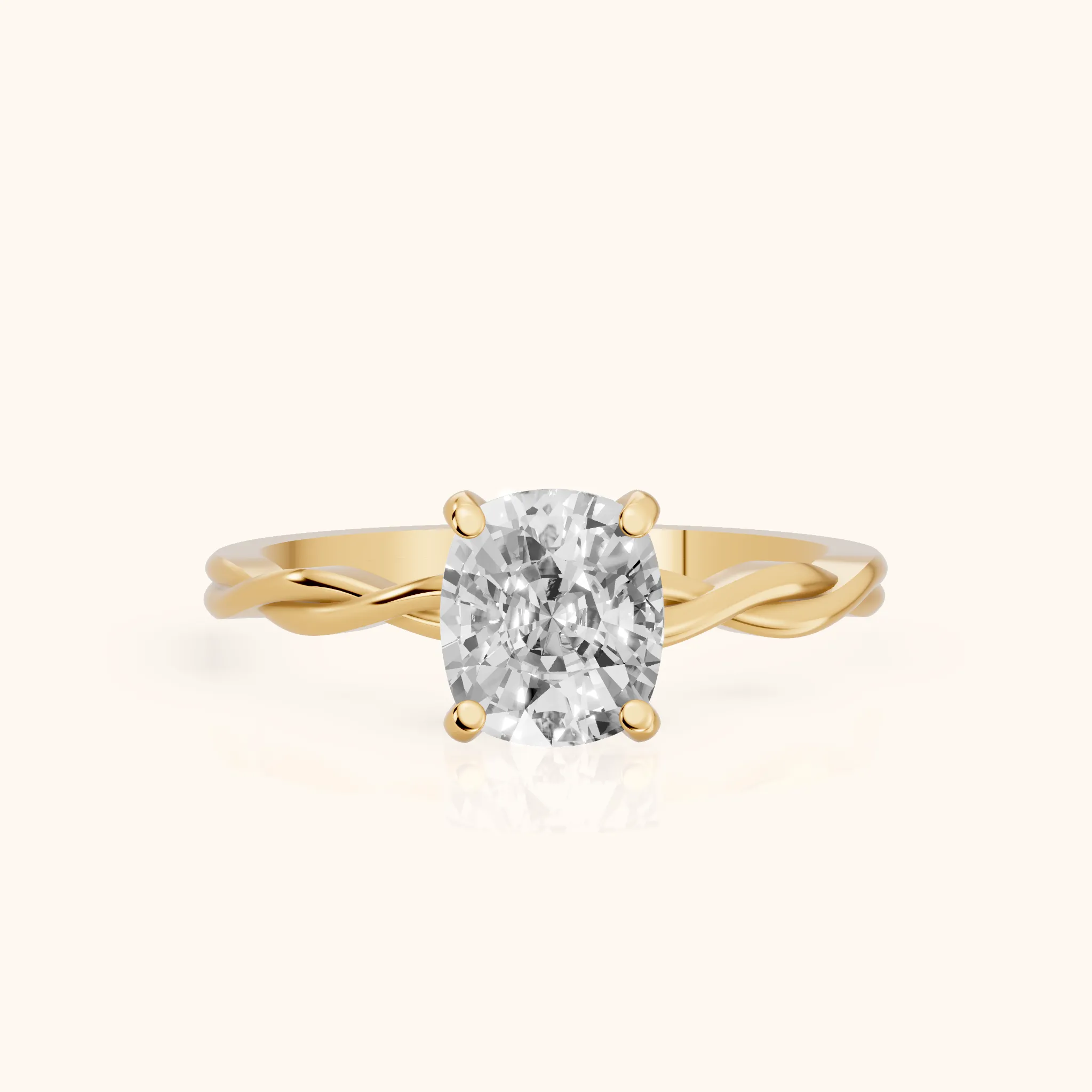 Iris Twist Cushion Diamond Engagement Ring in Yellow Gold — view 1