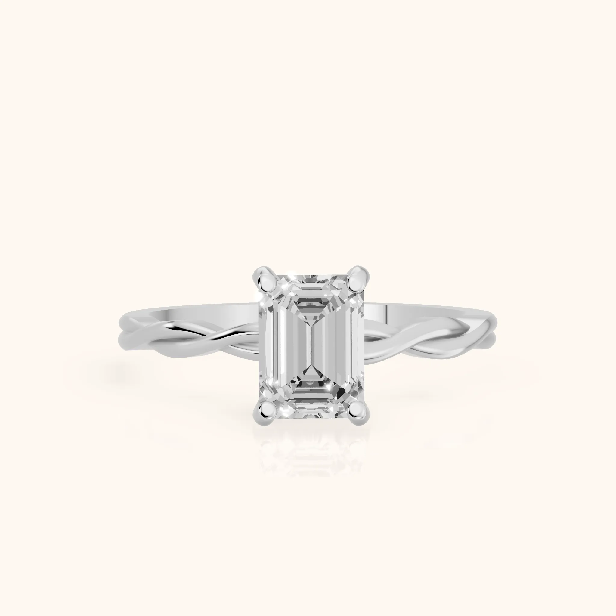 Iris Twist Emerald Diamond Engagement Ring in Platinum — view 1