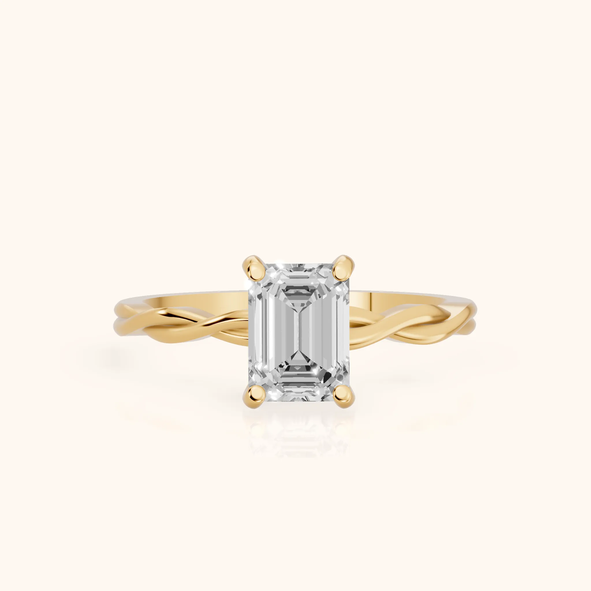 Iris Twist Emerald Diamond Engagement Ring in Yellow Gold — view 1