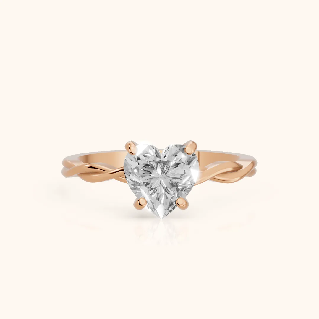 Iris Twist Heart Diamond Engagement Ring in Rose Gold