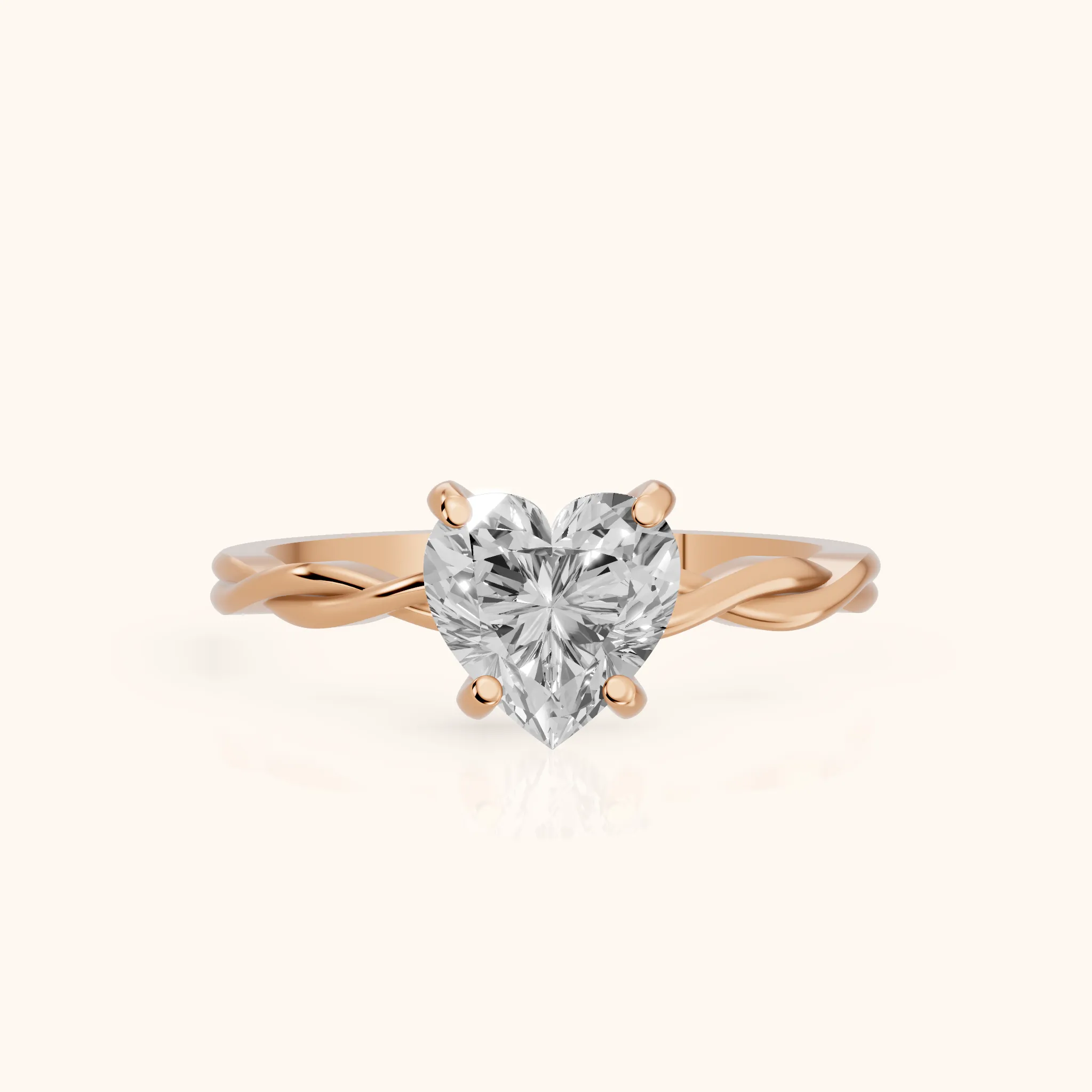 Iris Twist Heart Diamond Engagement Ring in Rose Gold — view 1