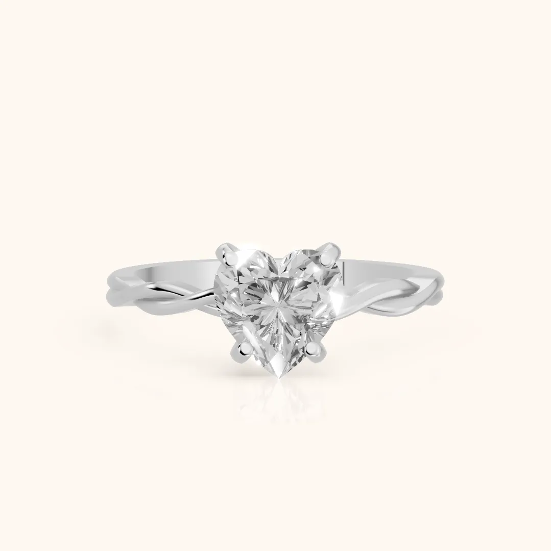 Iris Twist Heart Diamond Engagement Ring in White Gold