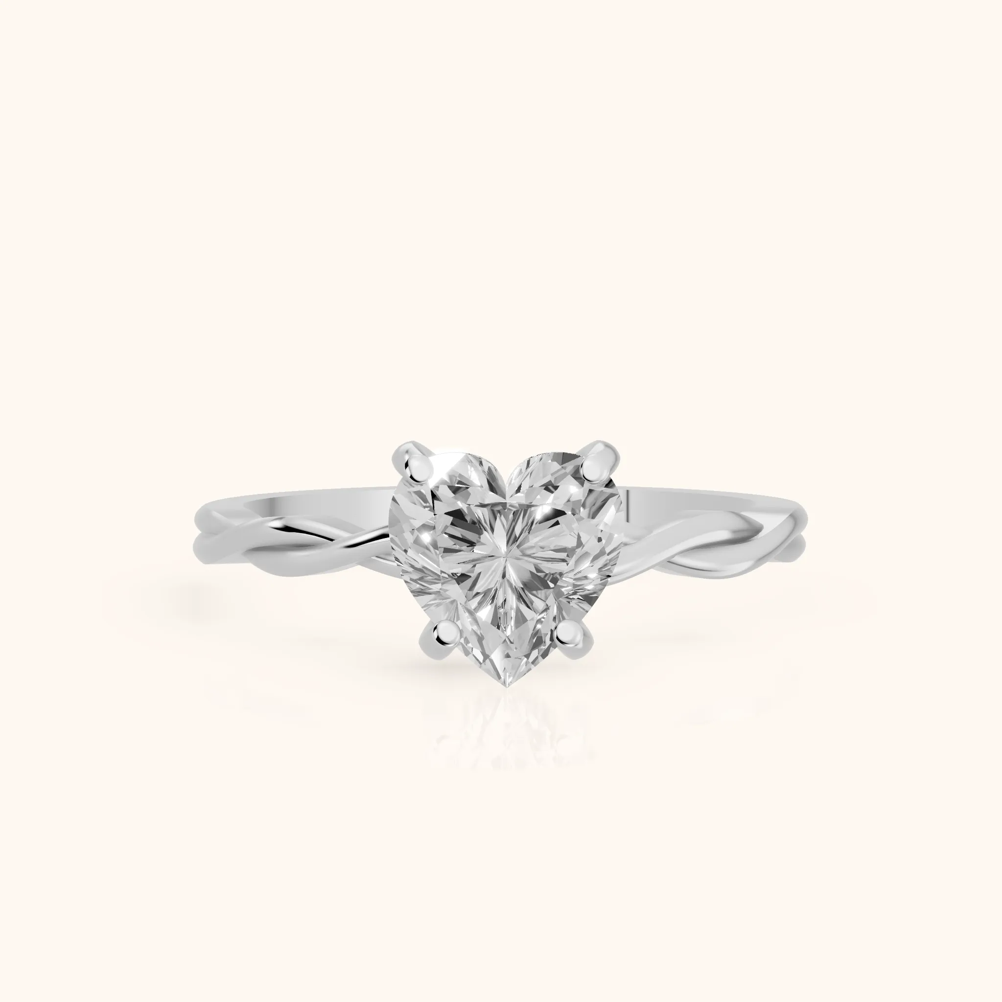 Iris Twist Heart Diamond Engagement Ring in Silver — view 1