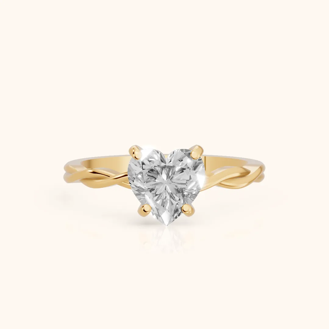 Iris Twist Heart Diamond Engagement Ring in Yellow Gold