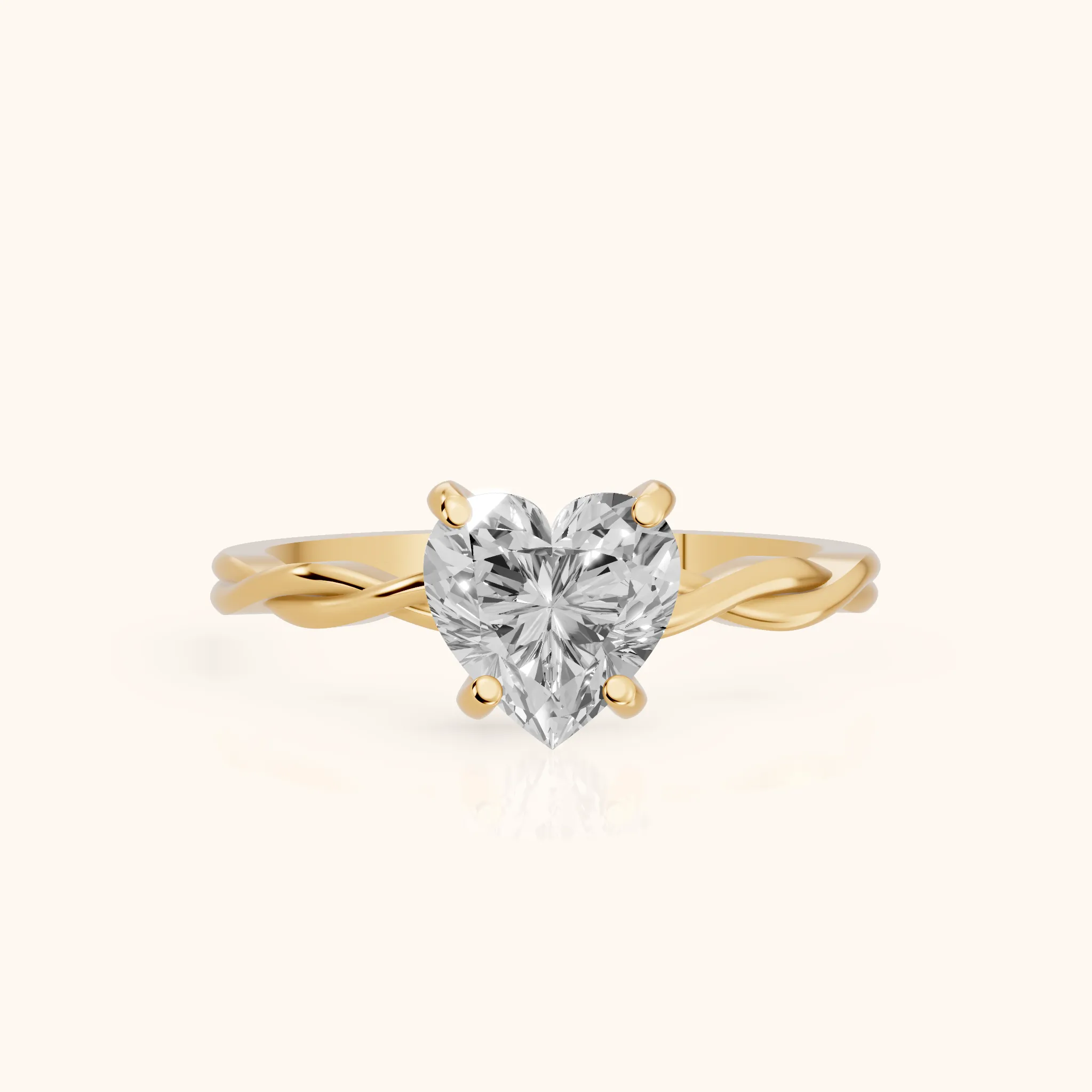 Iris Twist Heart Diamond Engagement Ring in Yellow Gold — view 1