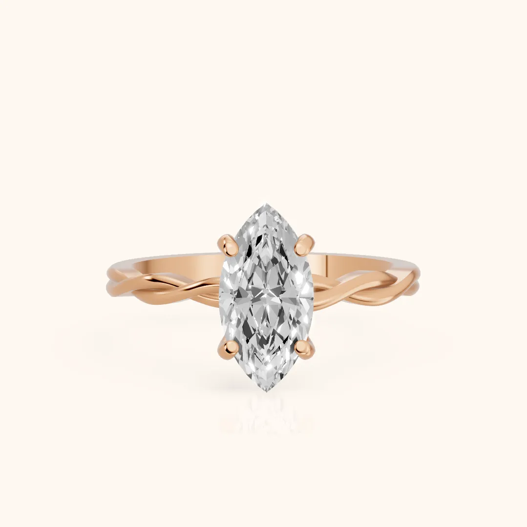Iris Twist Marquise Diamond Engagement Ring in Rose Gold