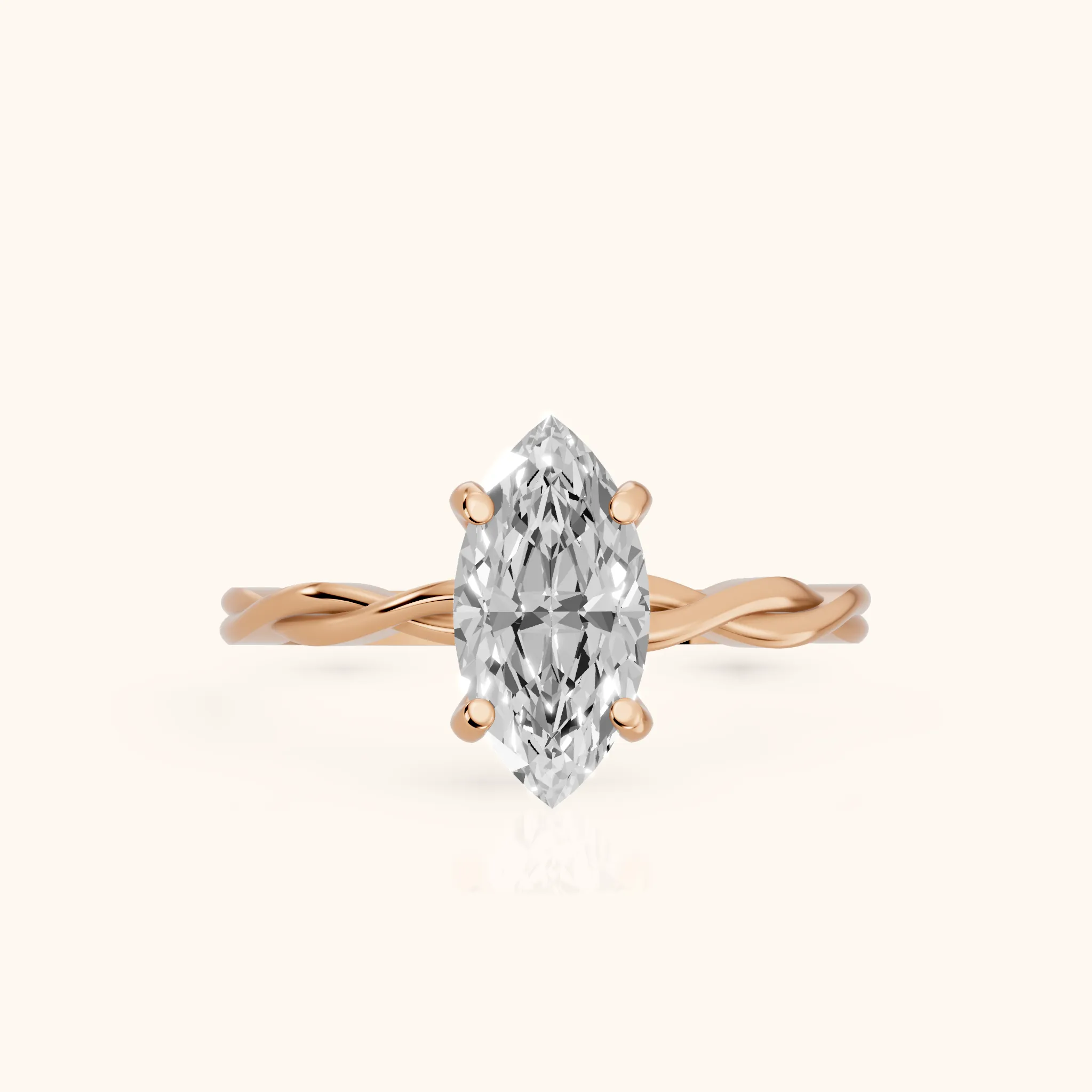 Iris Twist Marquise Diamond Engagement Ring in Rose Gold — view 1