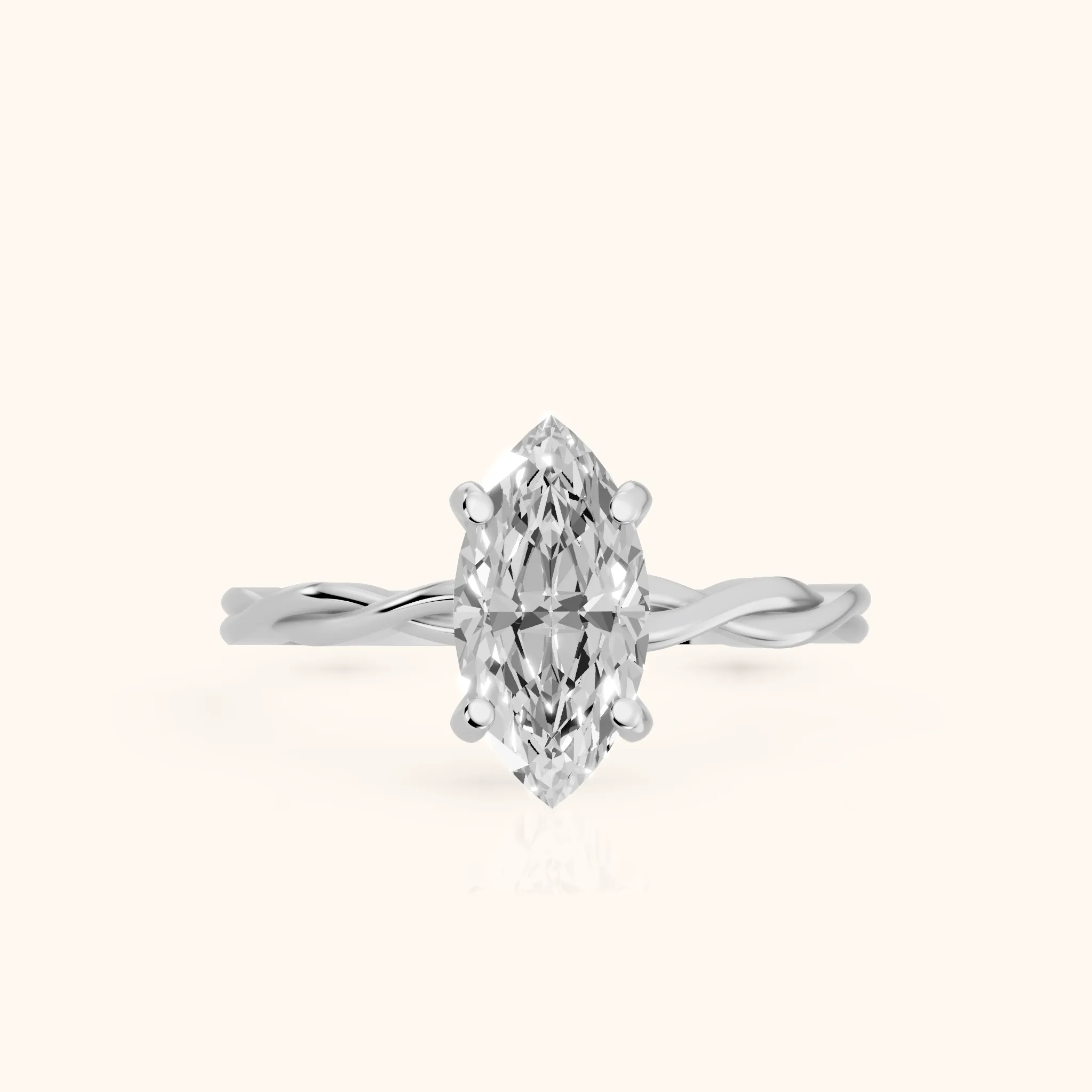 Iris Twist Marquise Diamond Engagement Ring in Silver — view 1