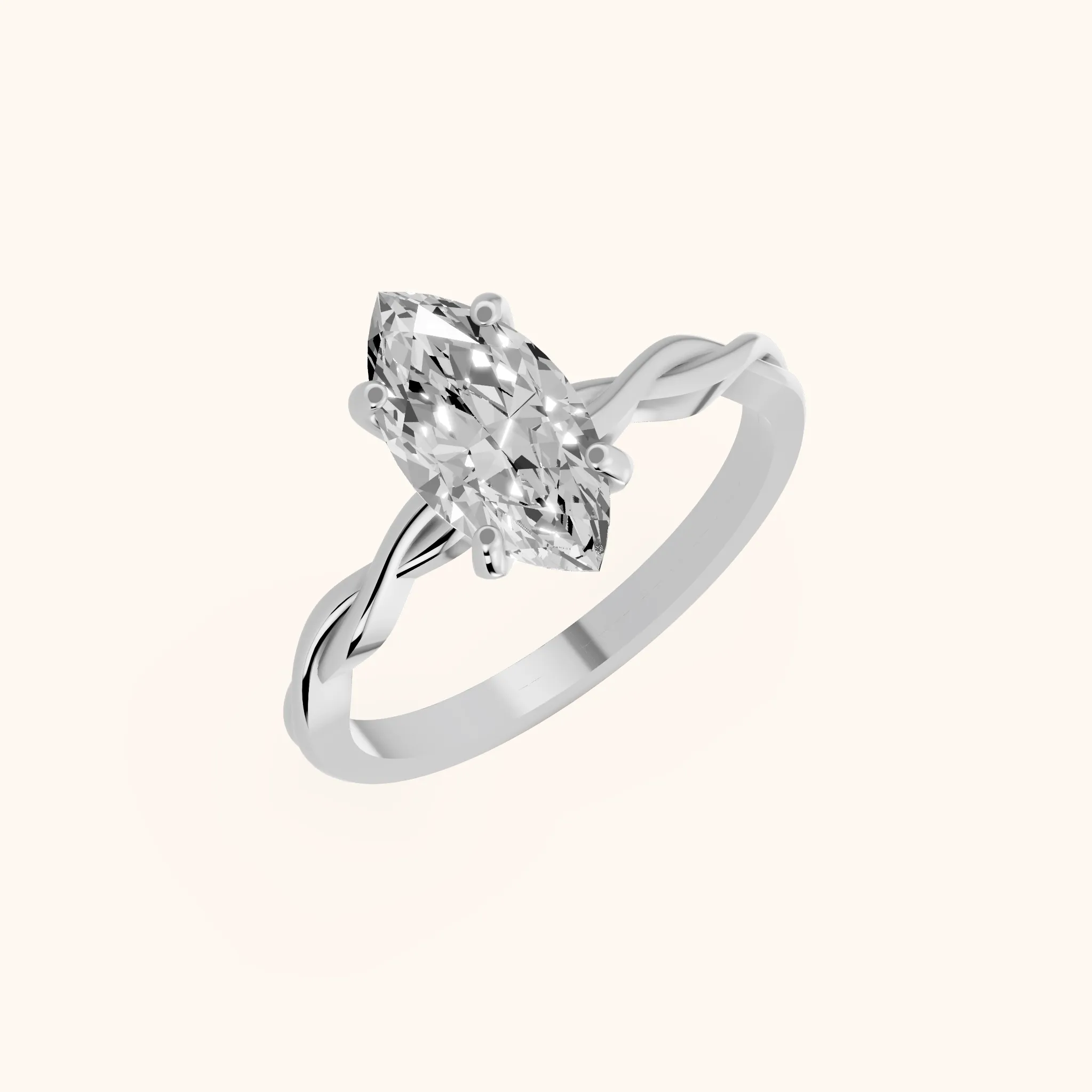 Iris Twist Marquise Diamond Engagement Ring in White Gold