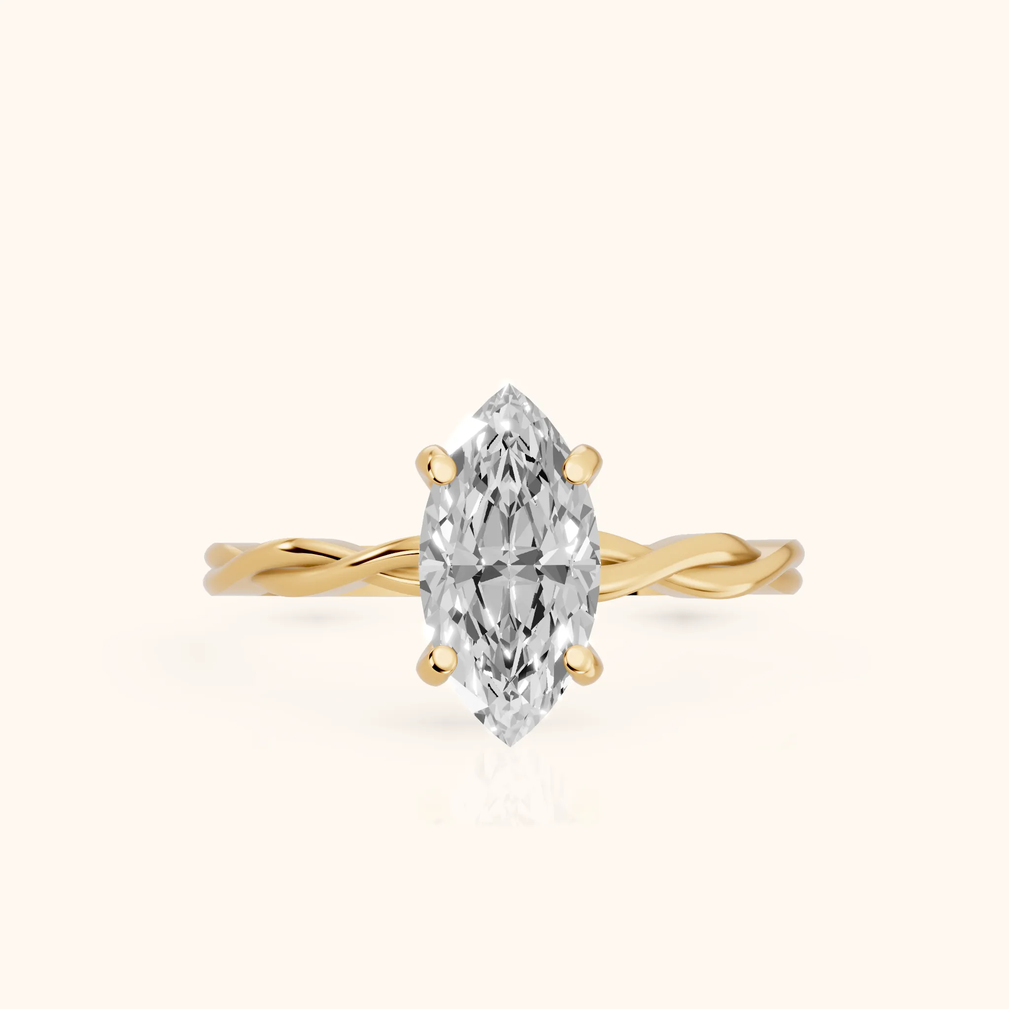 Iris Twist Marquise Diamond Engagement Ring in Yellow Gold — view 1