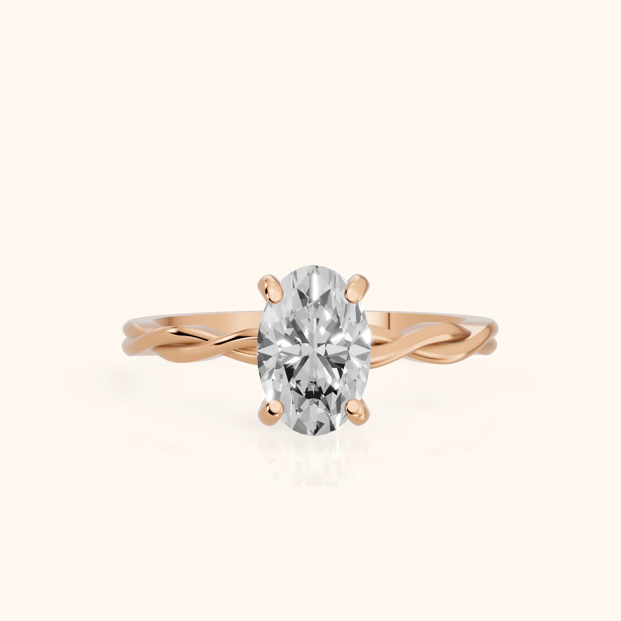 Iris Twist Oval Diamond Engagement Ring in Rose Gold — view 1