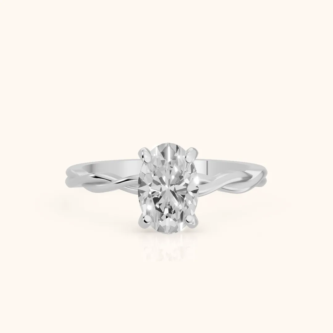 Iris Twist Oval Diamond Engagement Ring in Platinum