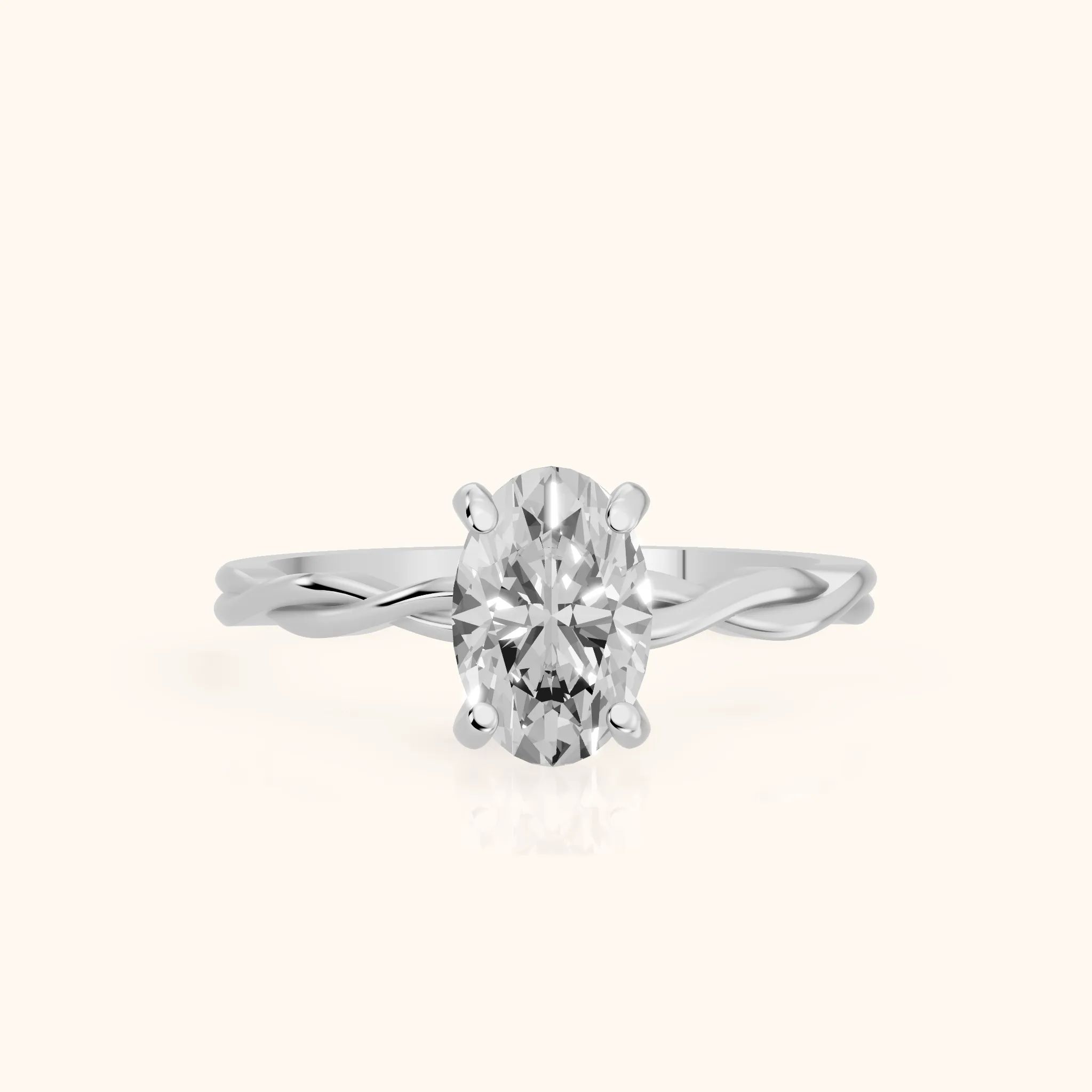 Iris Twist Oval Diamond Engagement Ring in Silver — view 1