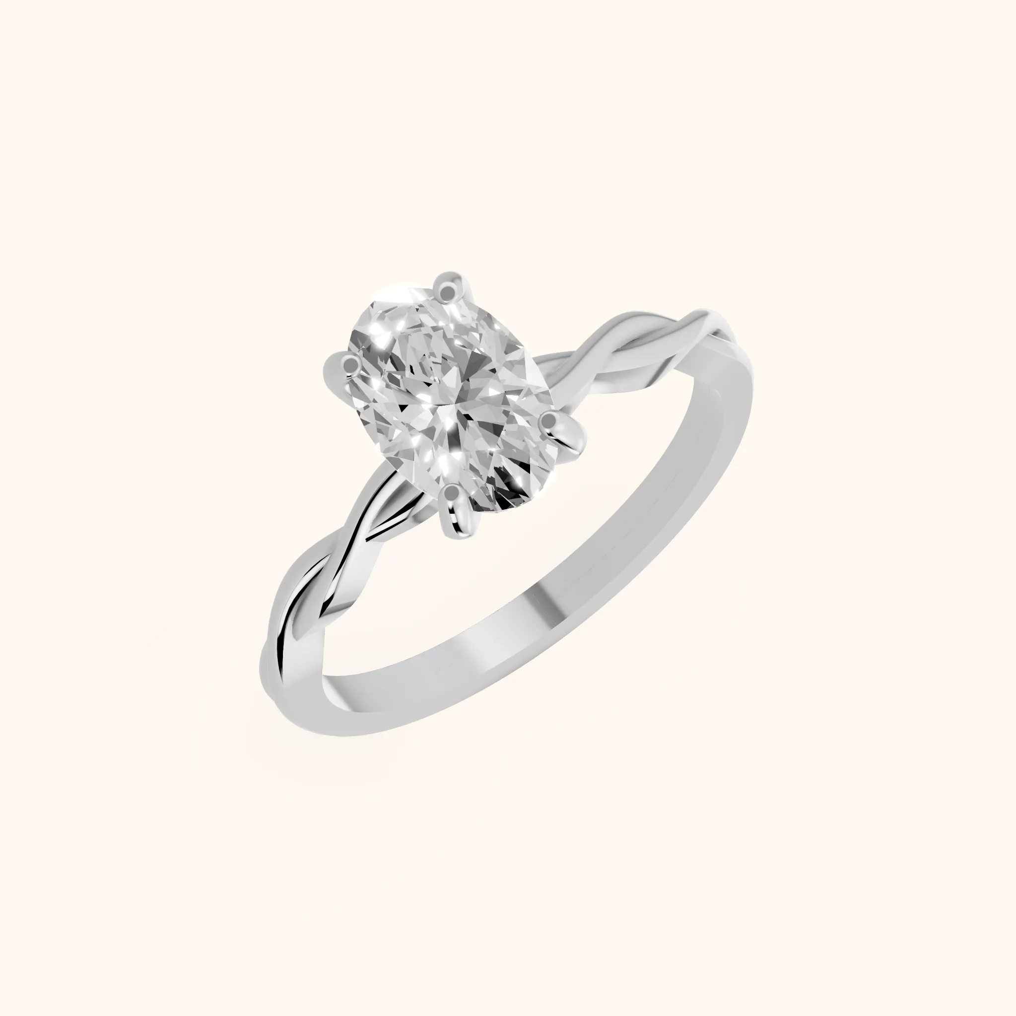 Iris Twist Oval Diamond Engagement Ring in Platinum