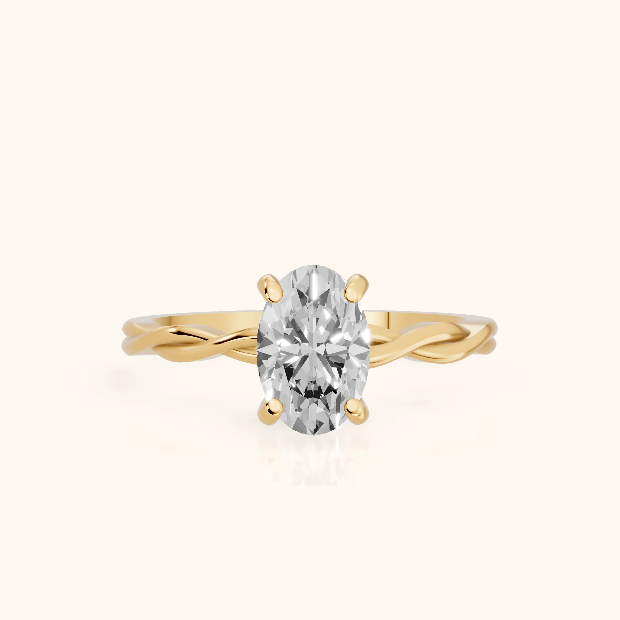 Iris Twist Oval Diamond Engagement Ring in Yellow Gold — view 1