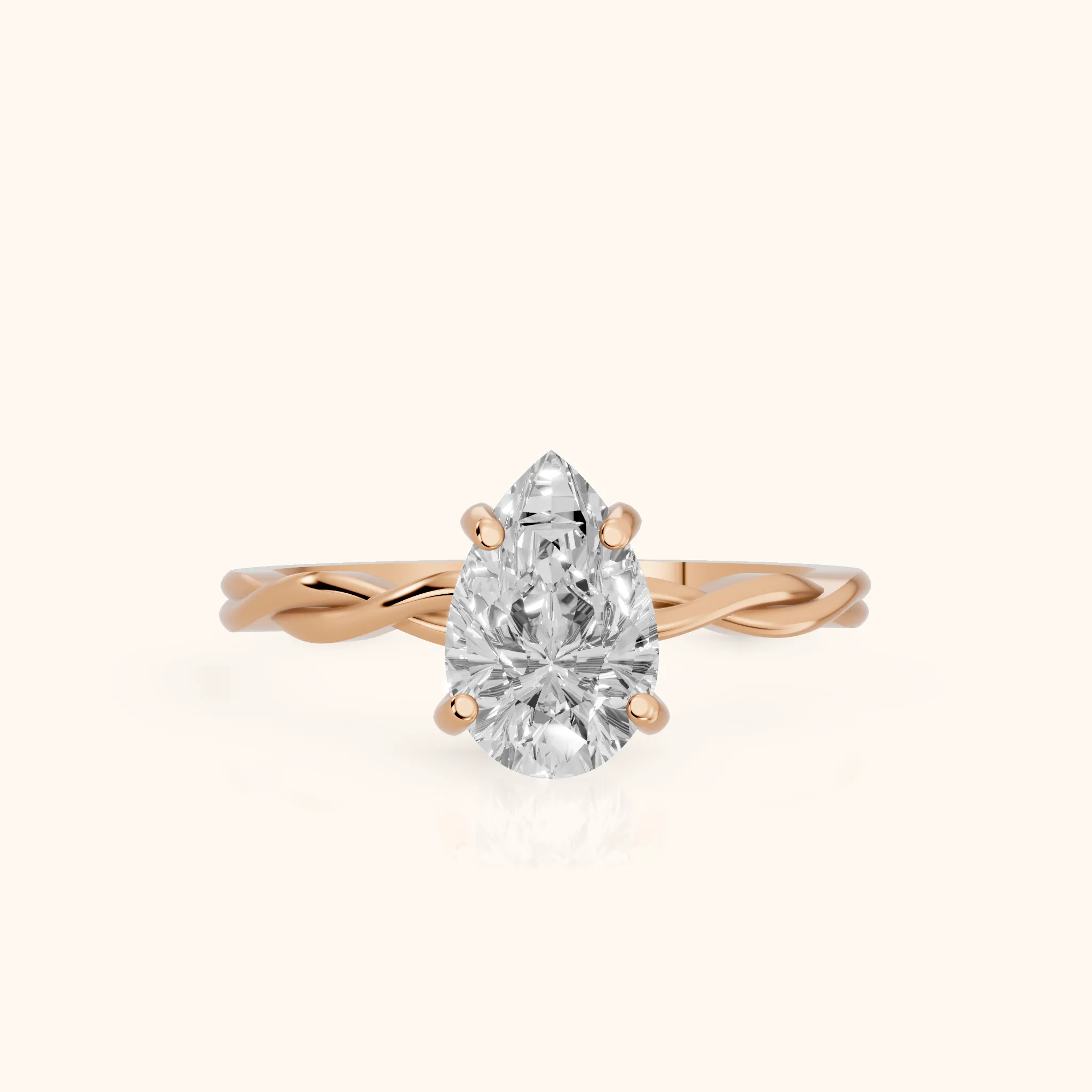 Iris Twist Pear Diamond Engagement Ring in Rose Gold — view 1