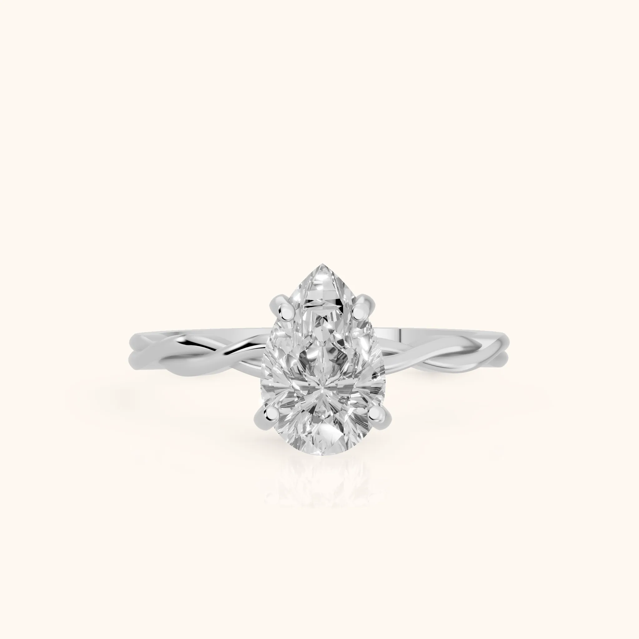 Iris Twist Pear Diamond Engagement Ring in Silver — view 1