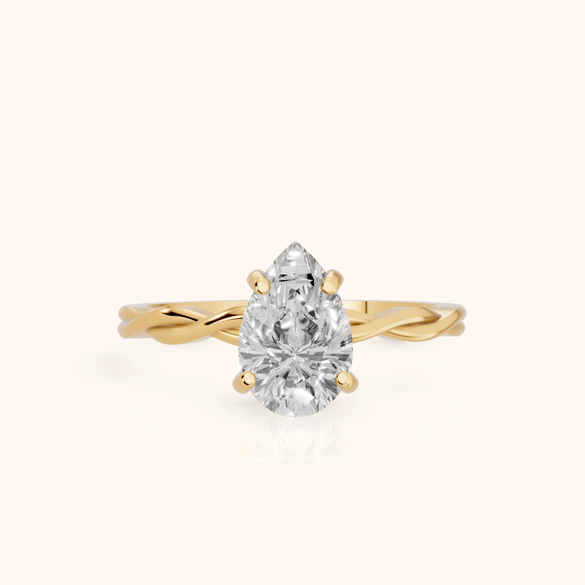 Iris Twist Pear Diamond Engagement Ring in Yellow Gold — view 1