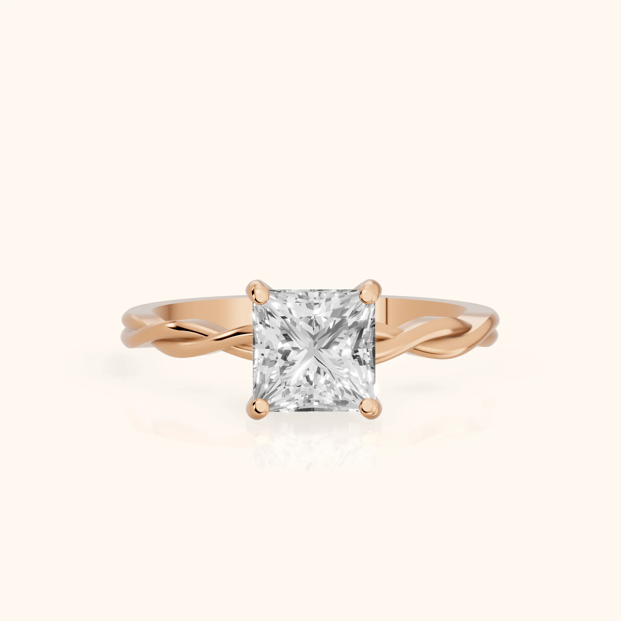 Iris Twist Princess Diamond Engagement Ring in Rose Gold — view 1