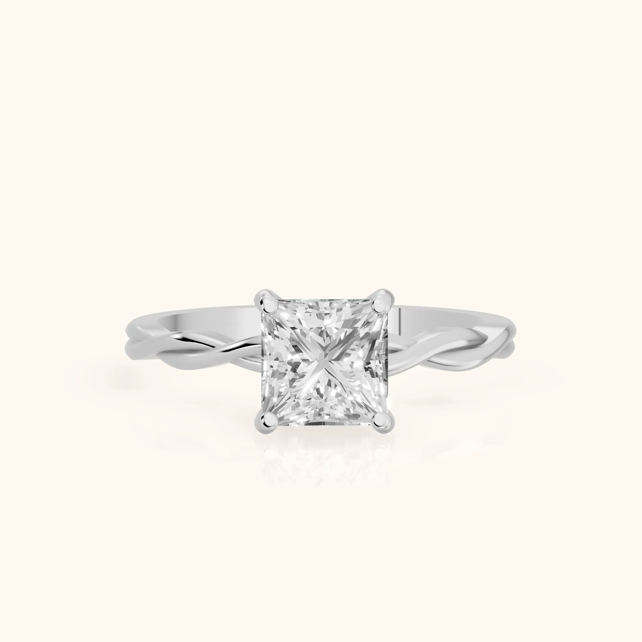 Iris Twist Princess Diamond Engagement Ring in Silver — view 1