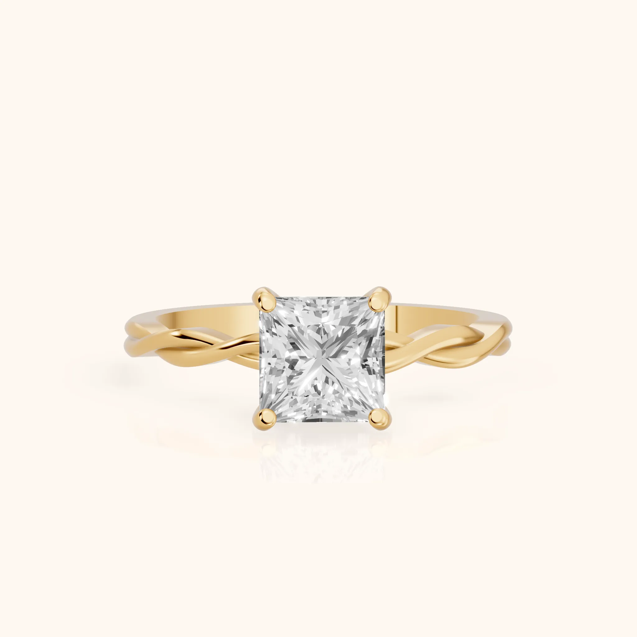 Iris Twist Princess Diamond Engagement Ring in Yellow Gold — view 1