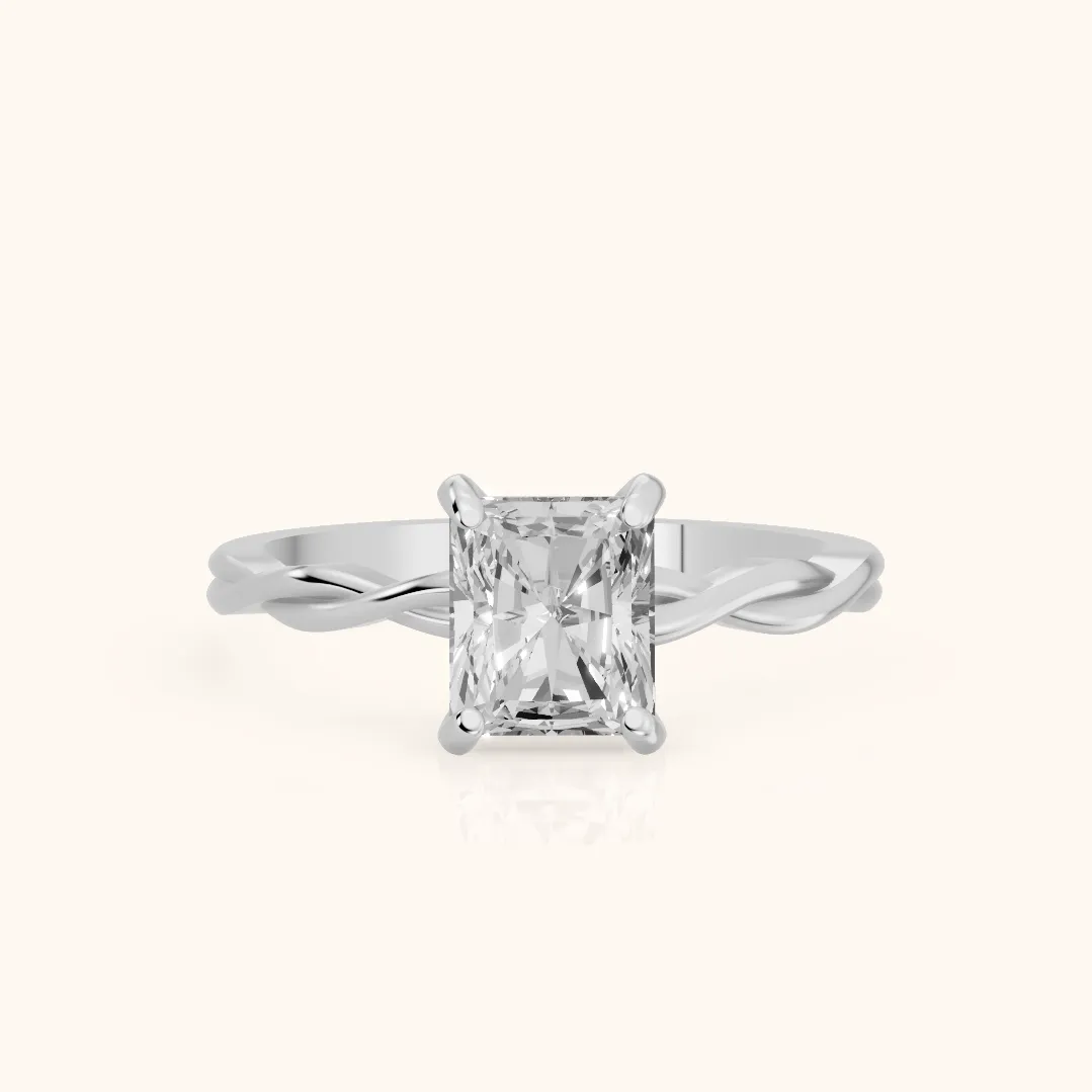 Iris Twist Radiant Diamond Engagement Ring in Silver