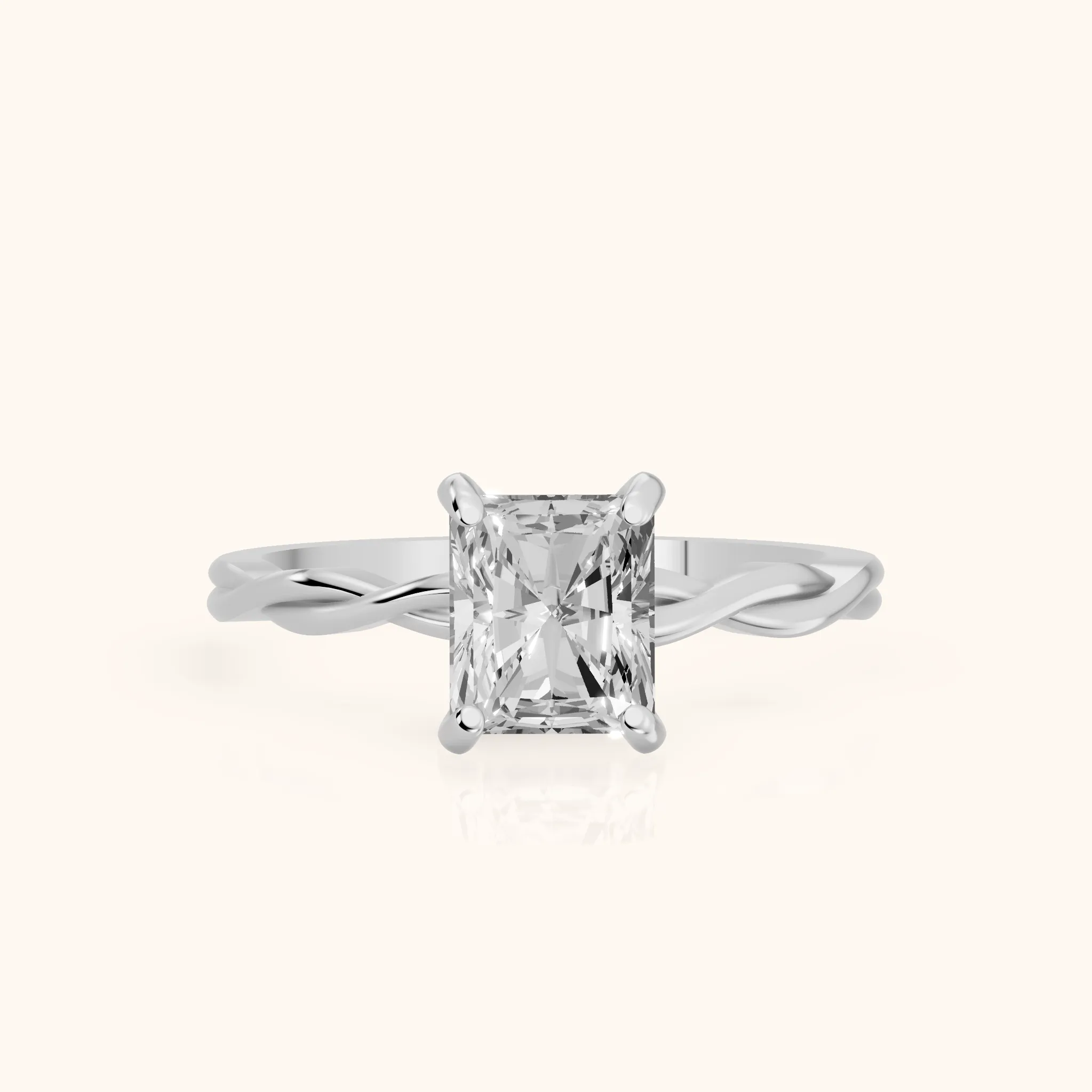 Iris Twist Radiant Diamond Engagement Ring in Silver — view 1