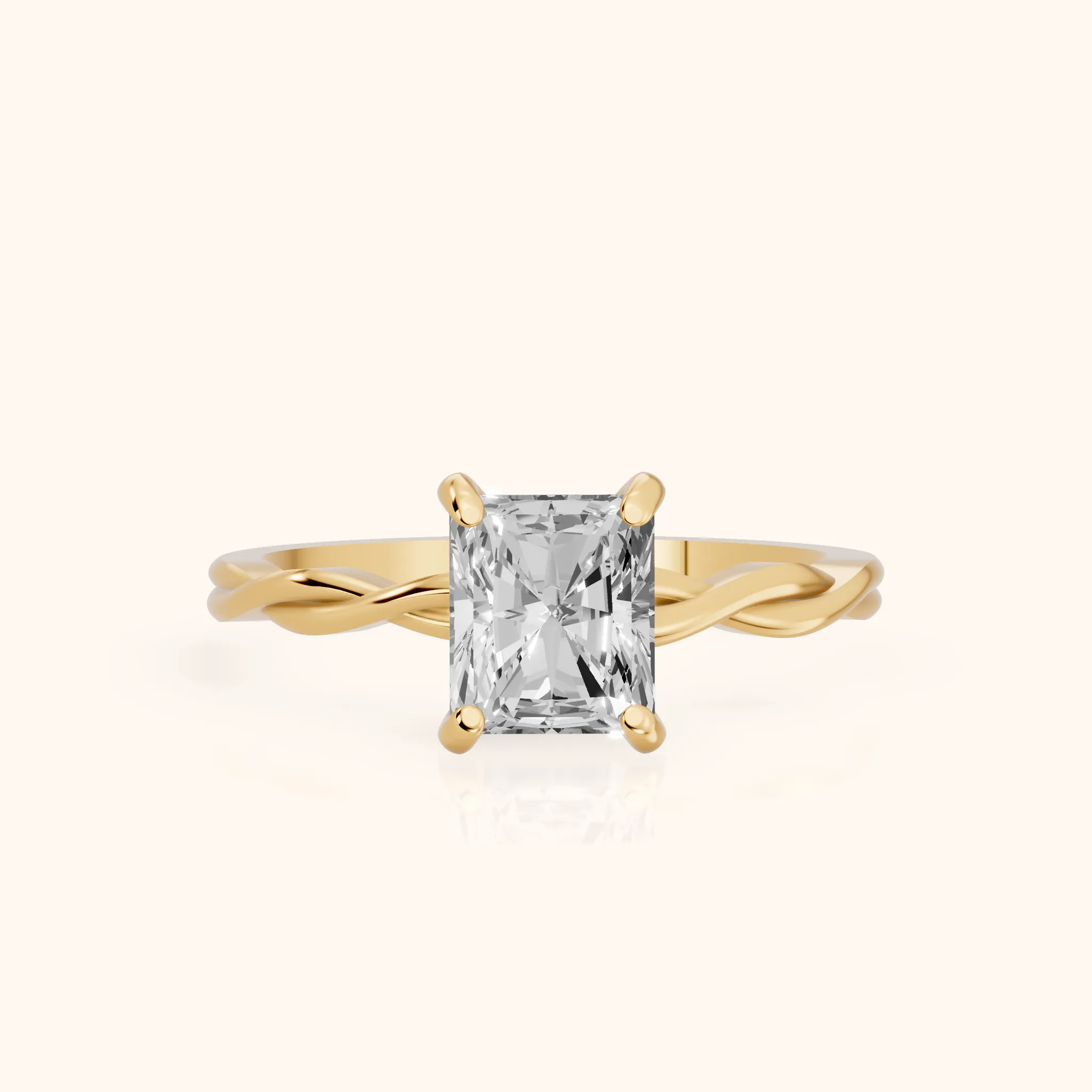 Iris Twist Radiant Diamond Engagement Ring in Yellow Gold — view 1
